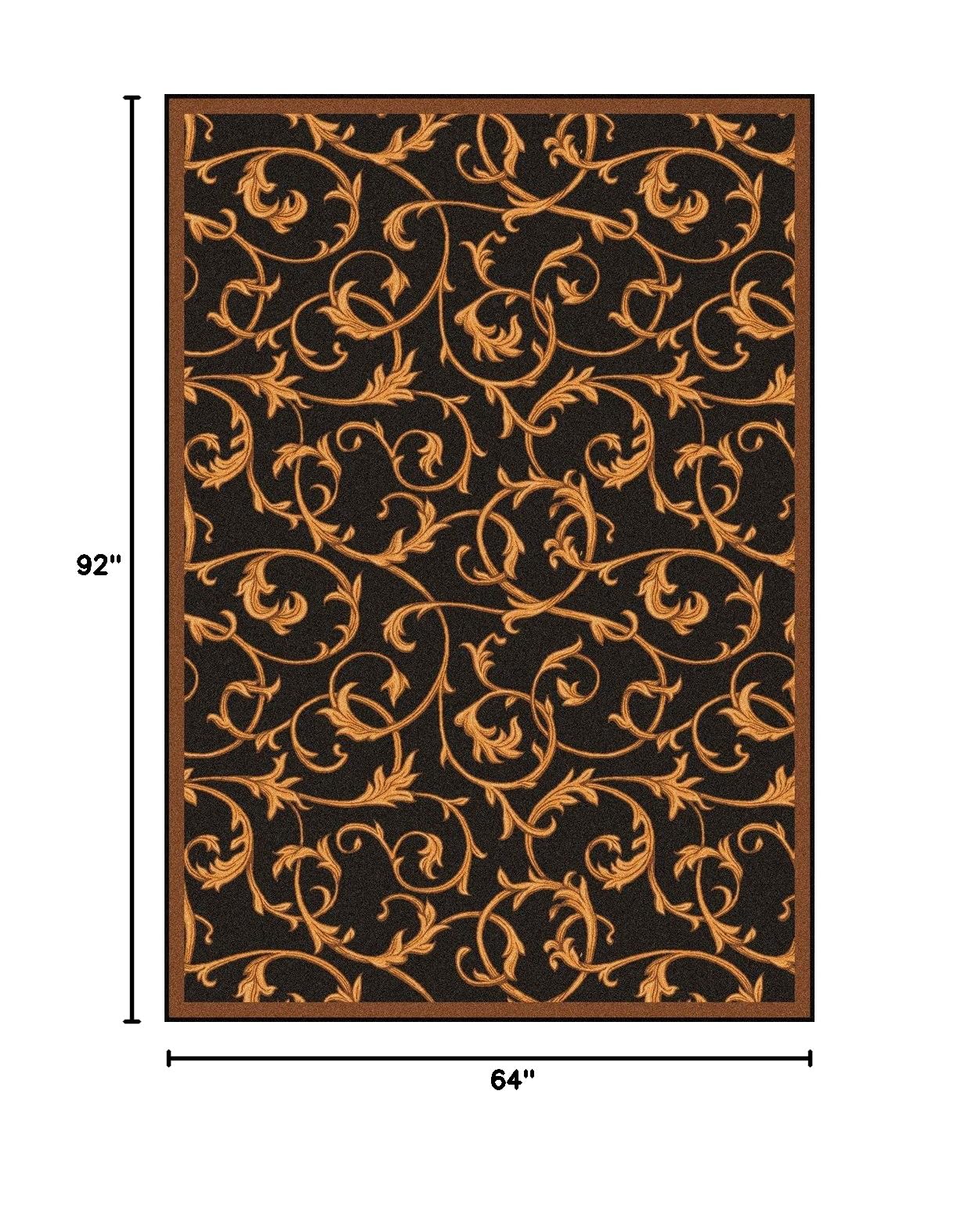 Joy Carpets Any Day Matinee Acanthus Theater Area Rug - Brown, 5x8 ft Soft & Durable Indoor Rug for Living Room, Bedroom, or Home Theater Decor