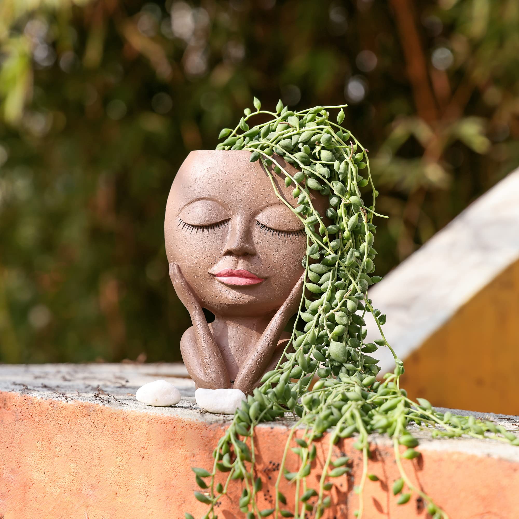 AIMEBBY Cute Resin Face Flower Pot Head Planter with Drainage Hole - Perfect for Succulents, Cactus & Small Plants - Ideal for Home Decor, Office Desk & Gift Giving