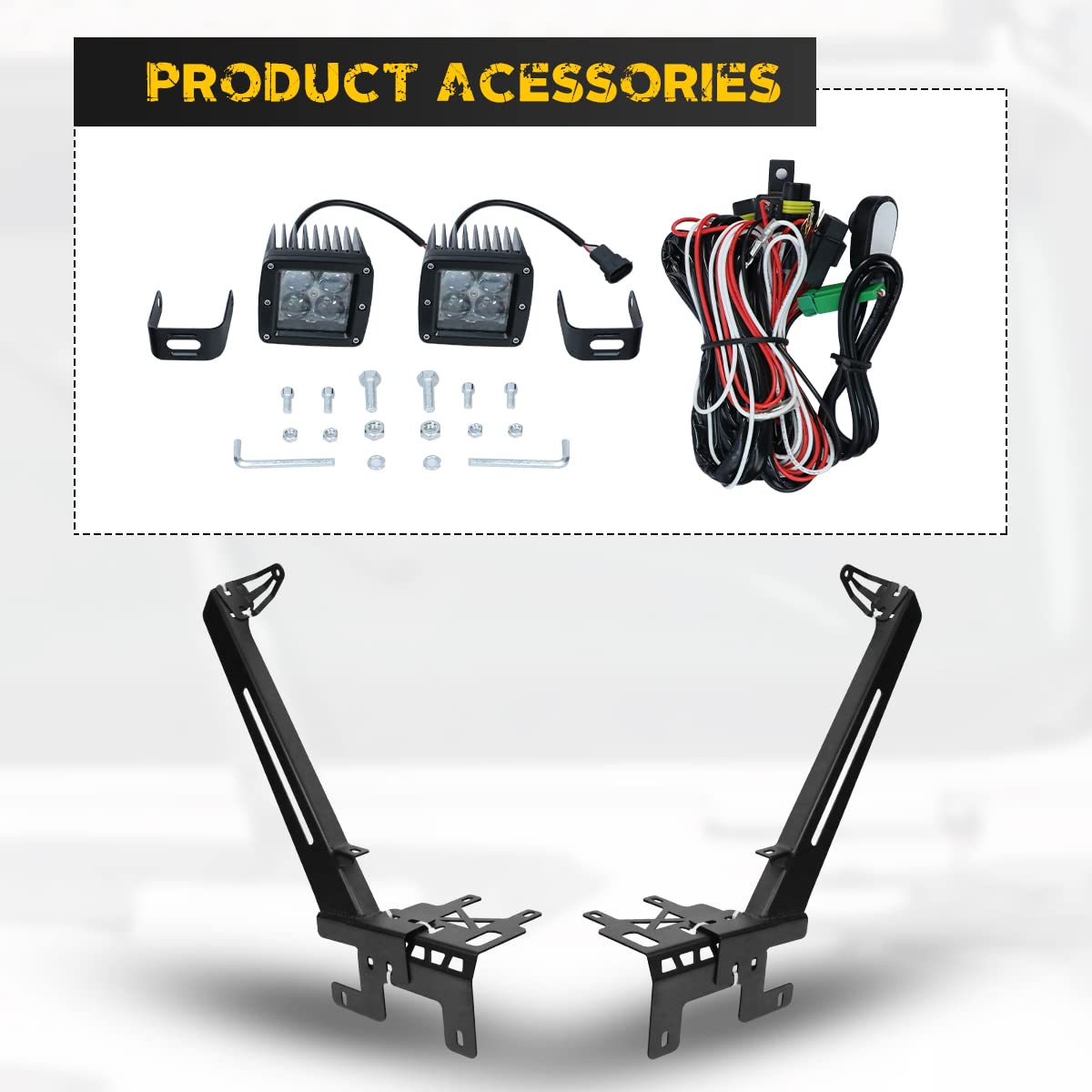 Jeep Wrangler JL JLU Unlimited & Gladiator JT LED Light Bar Mounting Brackets (2018-2025) - 50-52