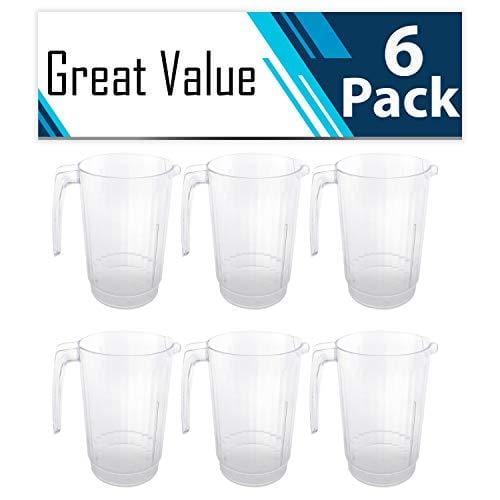 64 oz Clear Plastic Water Pitchers - 6 Pack for Beer, Iced Tea, Lemonade & Party Drinks - BPA-Free Beverage Dispenser for Home, Office & Outdoor Use