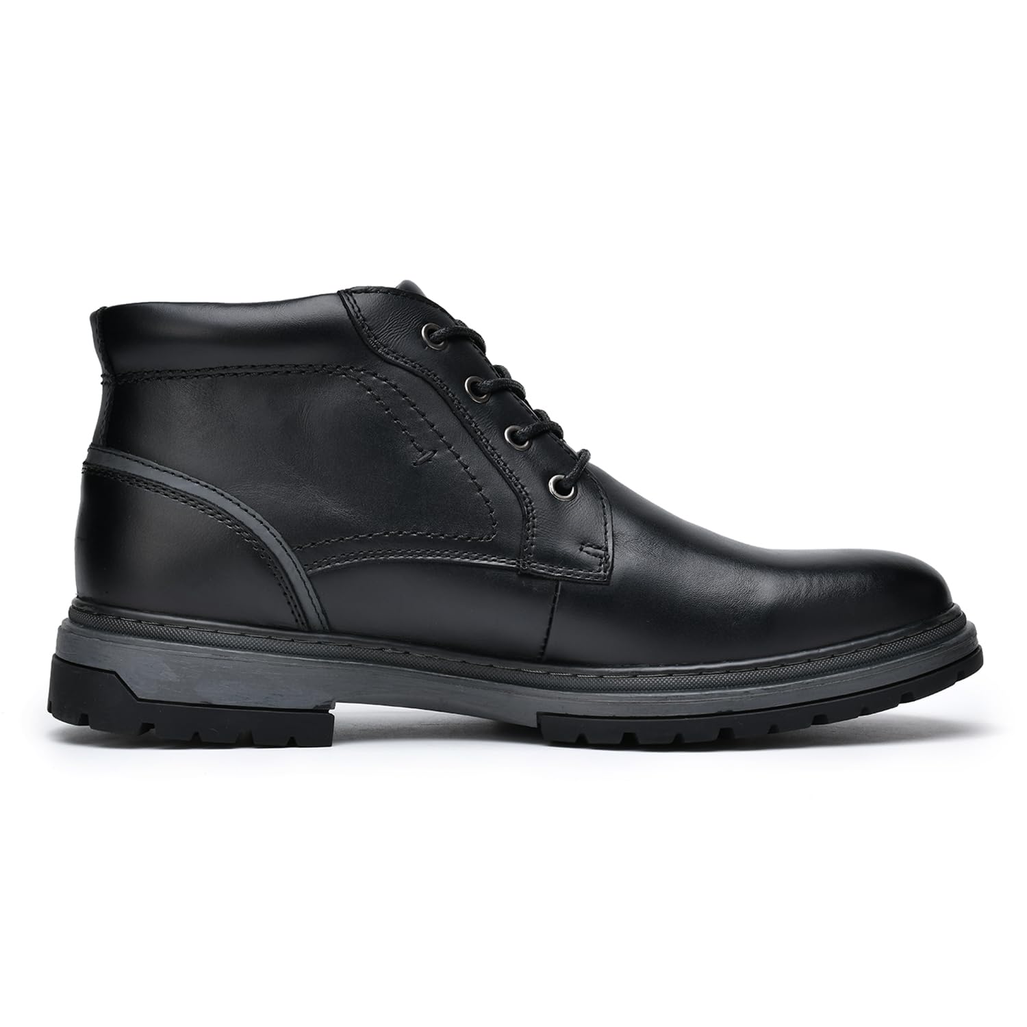 Men's Casual Ankle Boots - Motorcycle & Combat Style Black Leather Boots for Everyday Wear, Outdoor Adventures & Urban Fashion