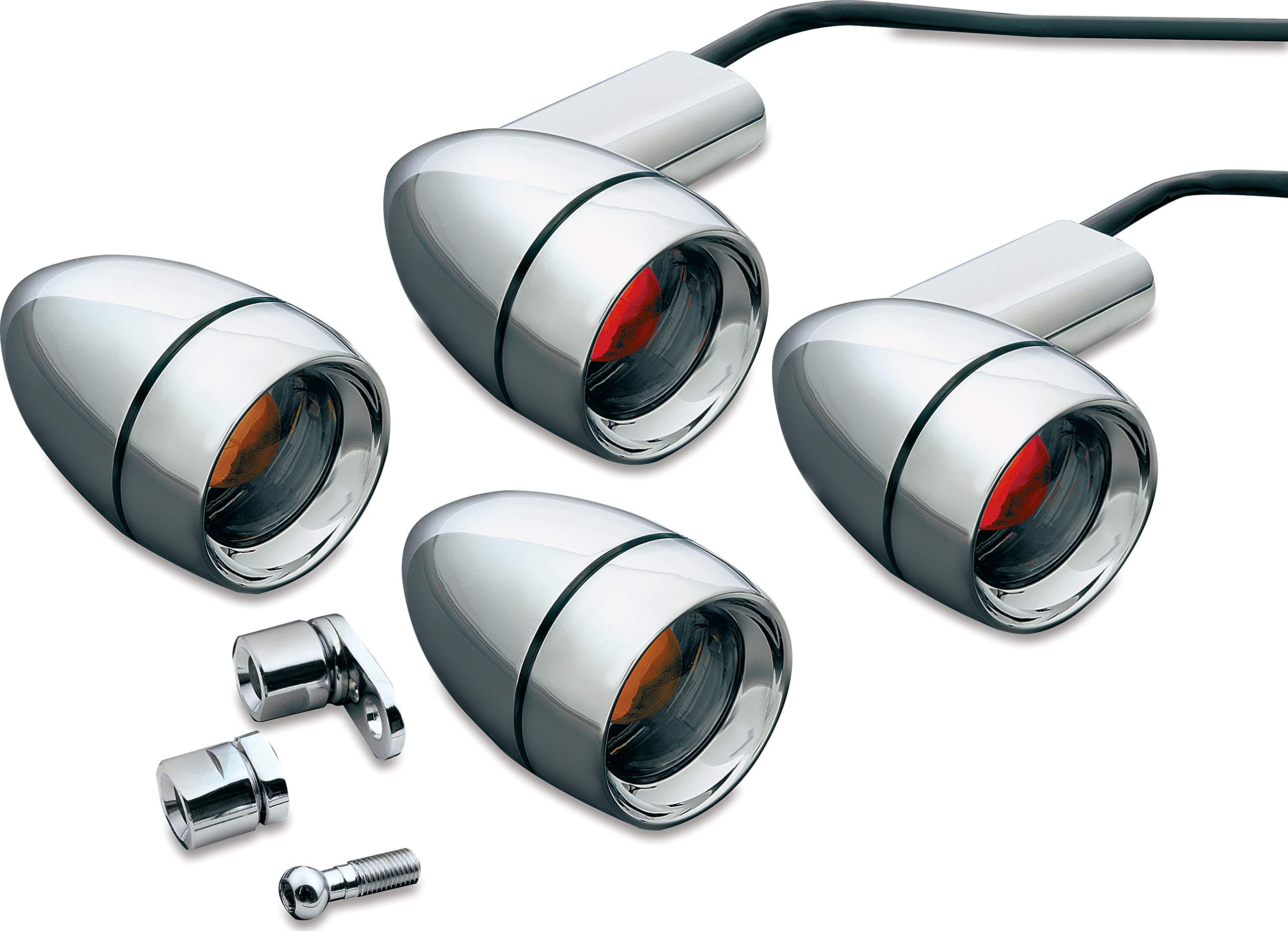 Kuryakyn 2317 Smoke Lens Chrome Motorcycle Turn Signal Lights Kit with Deep Dish Bezels - Compatible with 1991-2008 Harley-Davidson Bikes | Durable LED Blinkers for Enhanced Visibility & Custom Styling | Ideal for Night Riding, Safety Upgrades & Motorcycle Customization