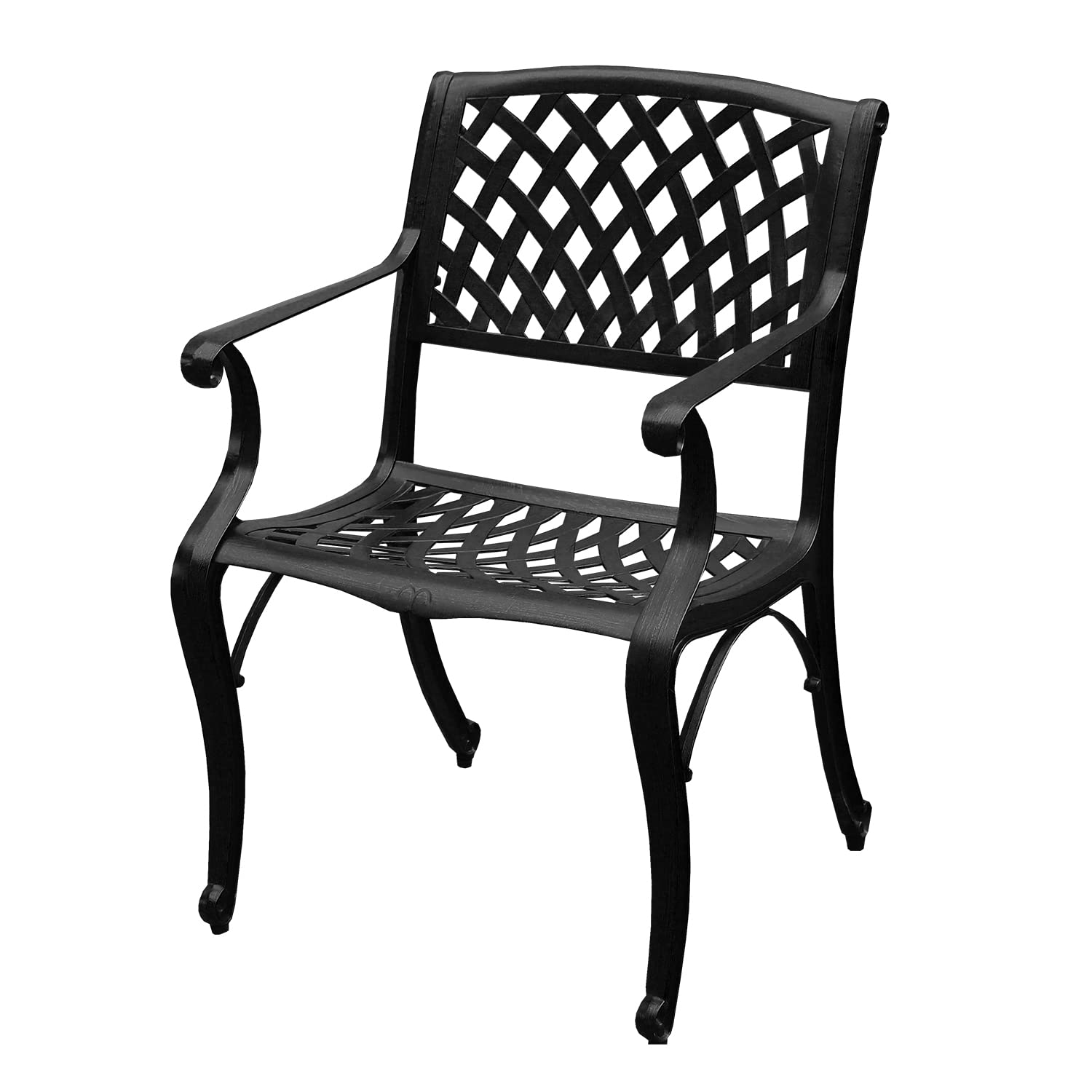 Oakland Living Modern Ornate Outdoor Mesh Aluminum 48-inch Black Round Patio Dining Set with 4 Chairs - Perfect for Backyard BBQs, Garden Parties & Outdoor Entertaining