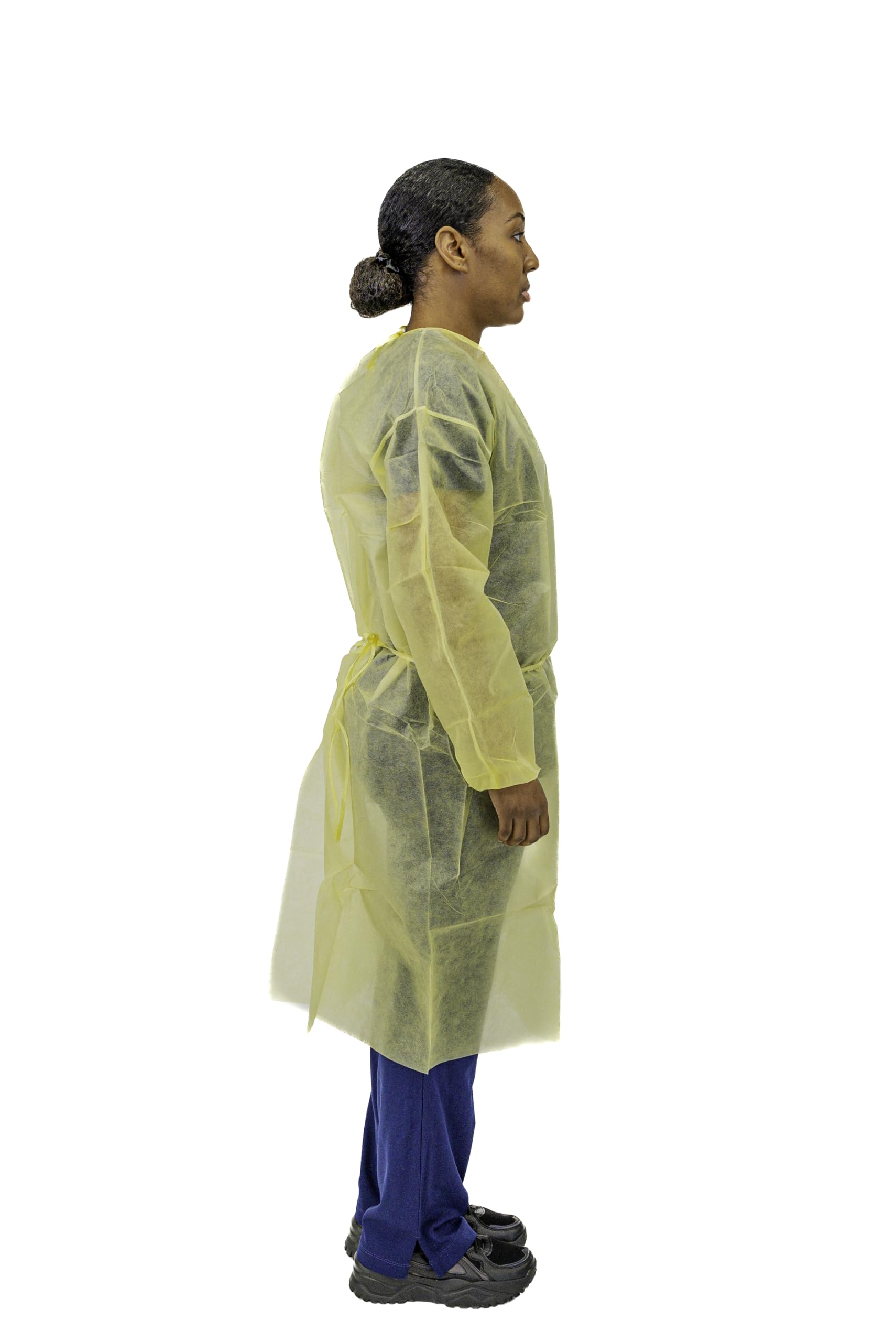 Lakeland Disposable Isolation Gown - Lightweight & Durable with Serged Seams, Neck & Waist Ties for Full Coverage - White (100 Pack, Sizes SM-LG) - Ideal for Medical, Dental, Lab & Healthcare Professionals