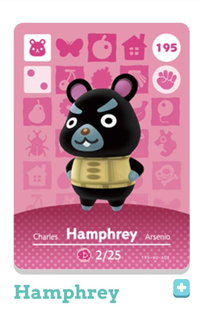 Nintendo Animal Crossing Happy Home Designer Amiibo Card Hamphrey #195/200 - Official USA Version - Collectible Trading Card for Nintendo Switch & 3DS Games