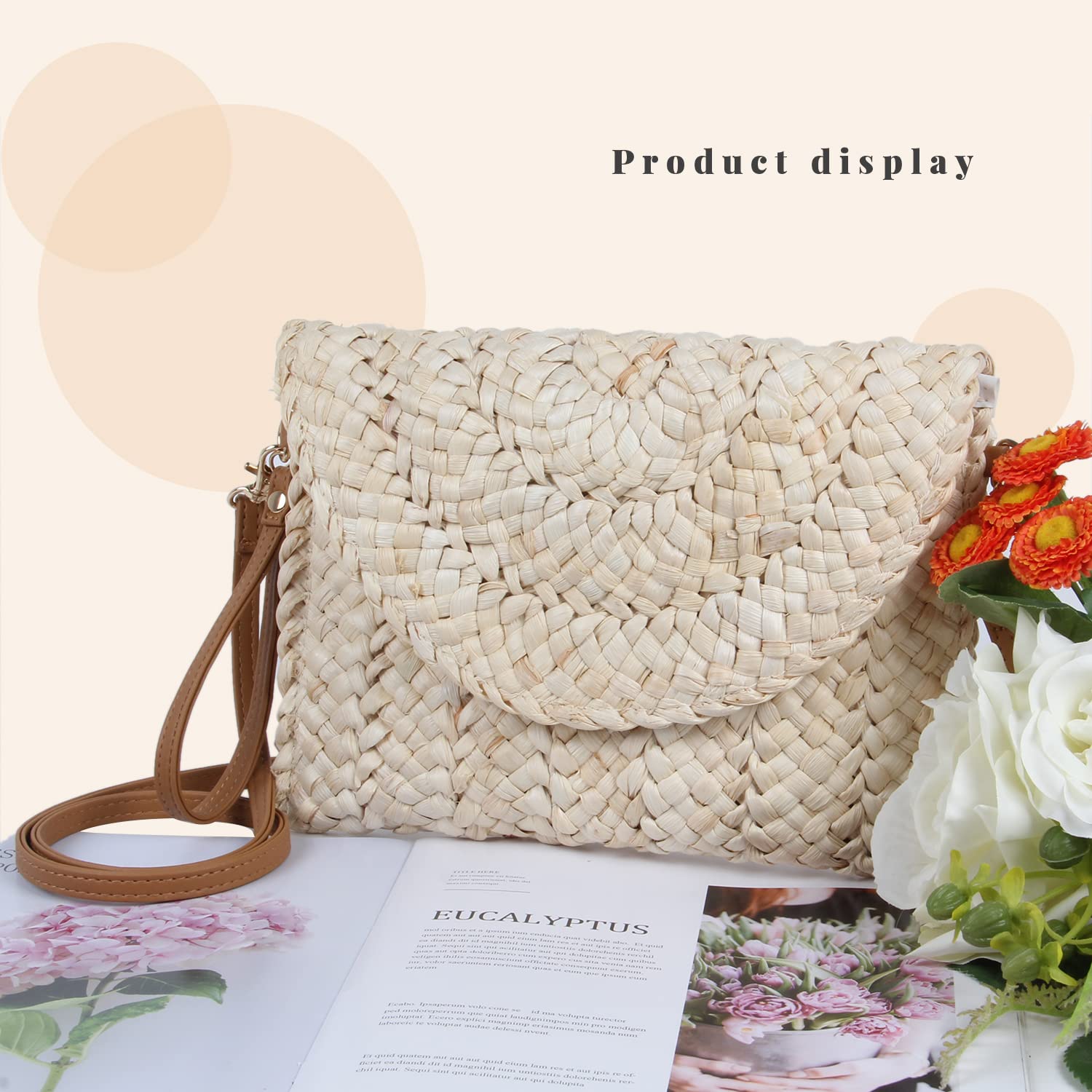 Empire Women's Summer Straw Clutch Purse - Woven Beach Shoulder Bag for Women, Casual Envelope Wristlet Handbag for Vacation, Pool Party, and Outdoor Events