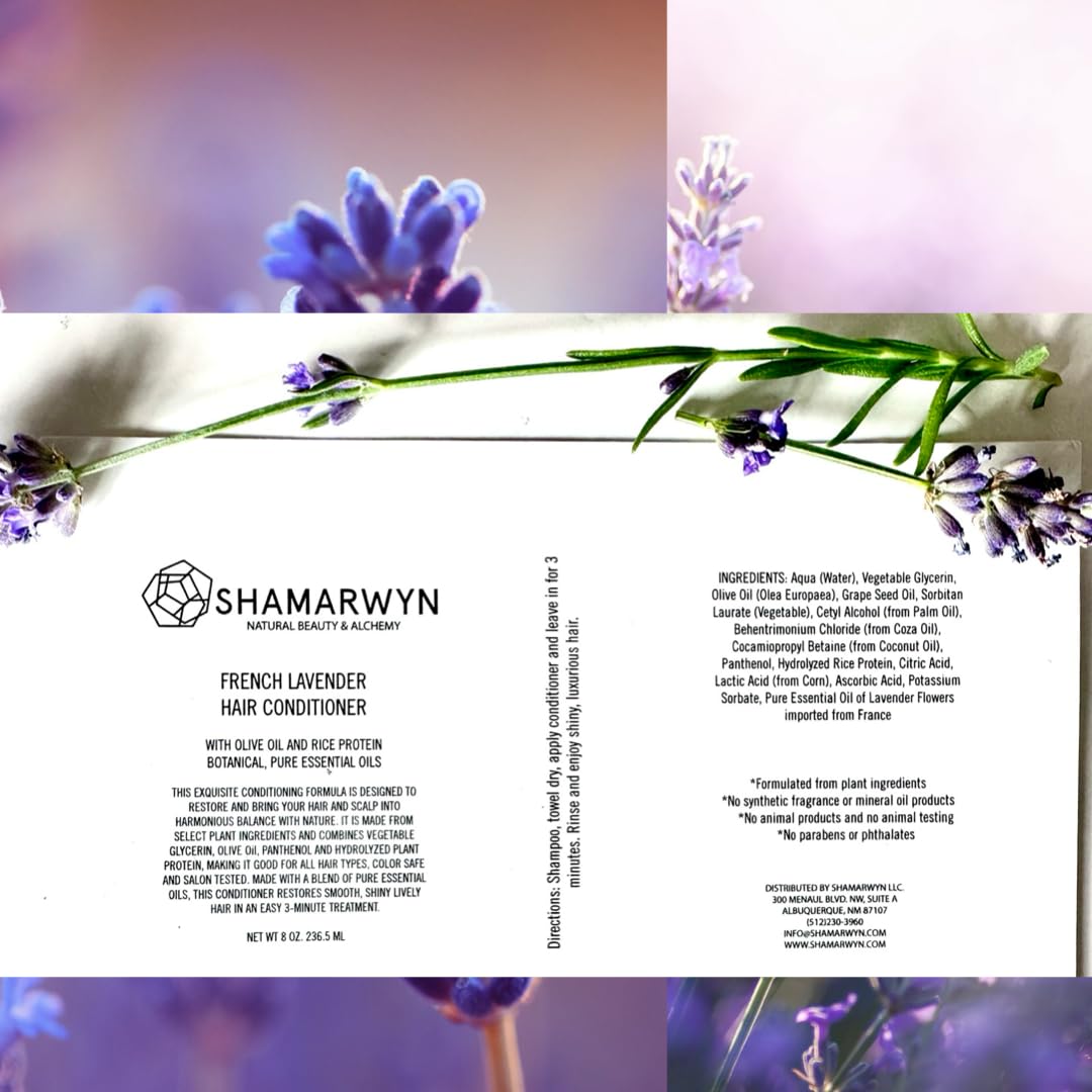 Organic French Lavender Shampoo & Conditioner Set - Sulfate Free, Natural Essential Oils, Color Safe Hair Care (8oz Each) - Perfect for Dry, Damaged Hair & Scalp Soothing
