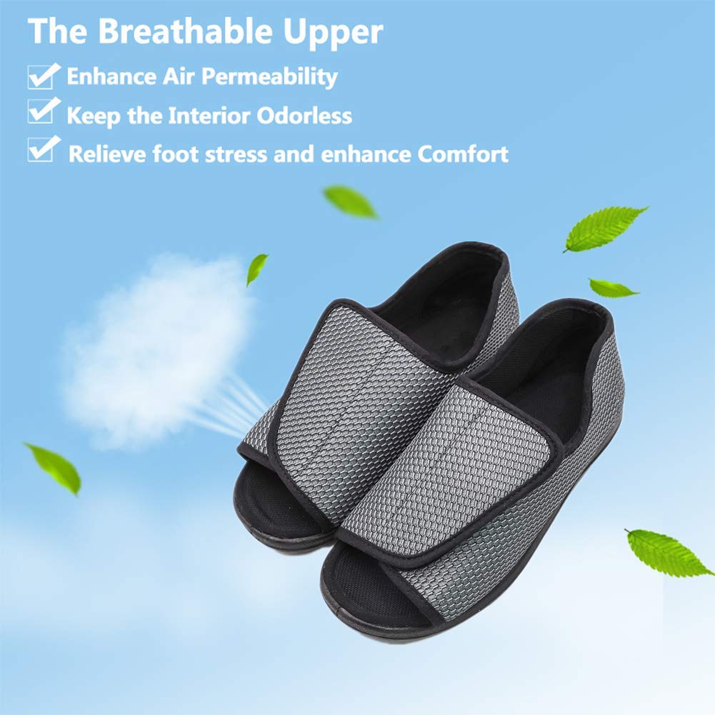 **Men's Open Toe Diabetic Slippers for Swollen Feet – Adjustable Orthopedic Walking Shoes for Arthritis, Edema & Elderly Men – Comfortable Wide Width Recovery Footwear for Home & Outdoor Use**