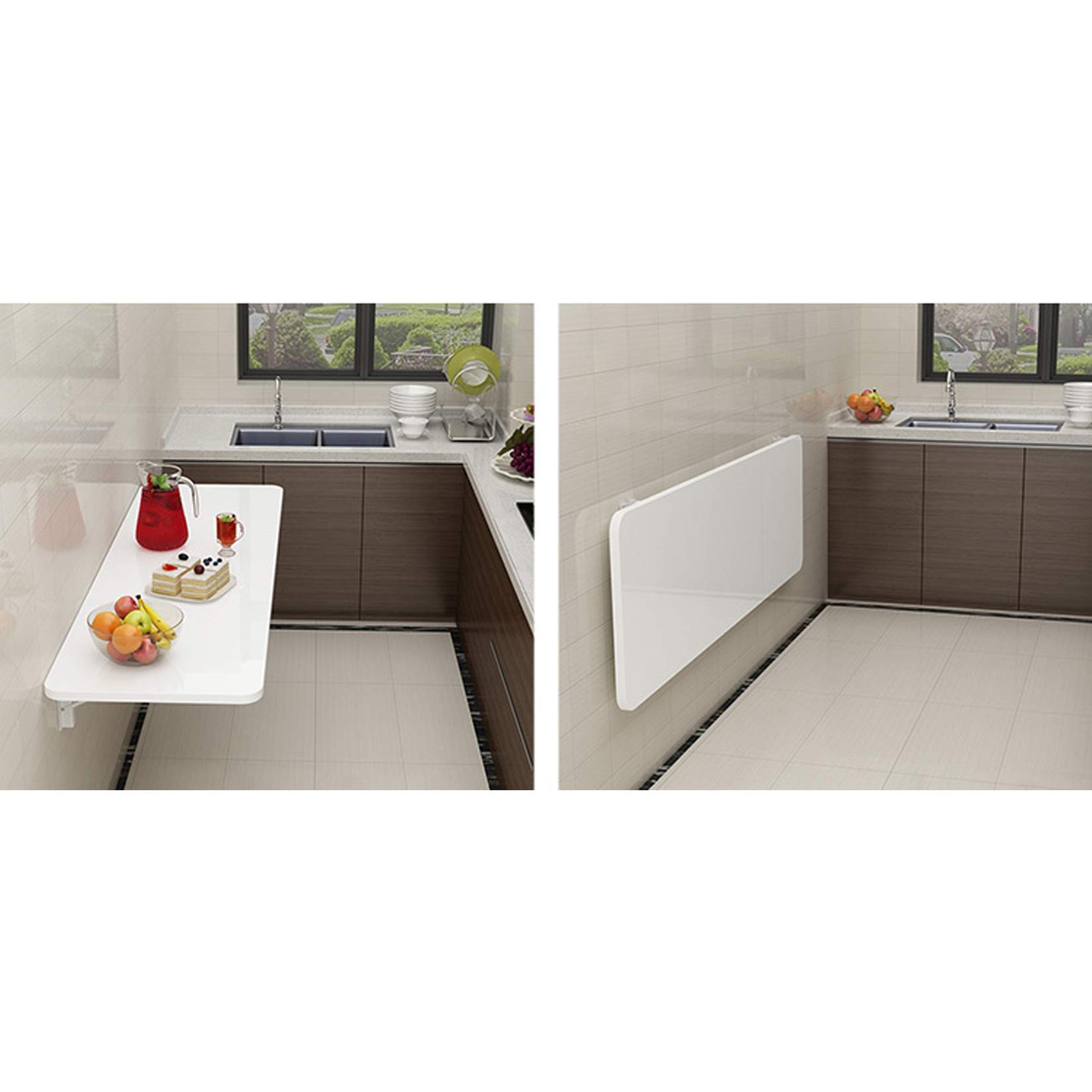 Wall Mounted Table - Space Saving Multifunctional Wall-Mounted Desk for Kitchen, Dining, Kids Room & Home Office - White (19 Sizes: 70x30cm/28x12in) - Perfect for Small Spaces, Apartments & Dorm Rooms