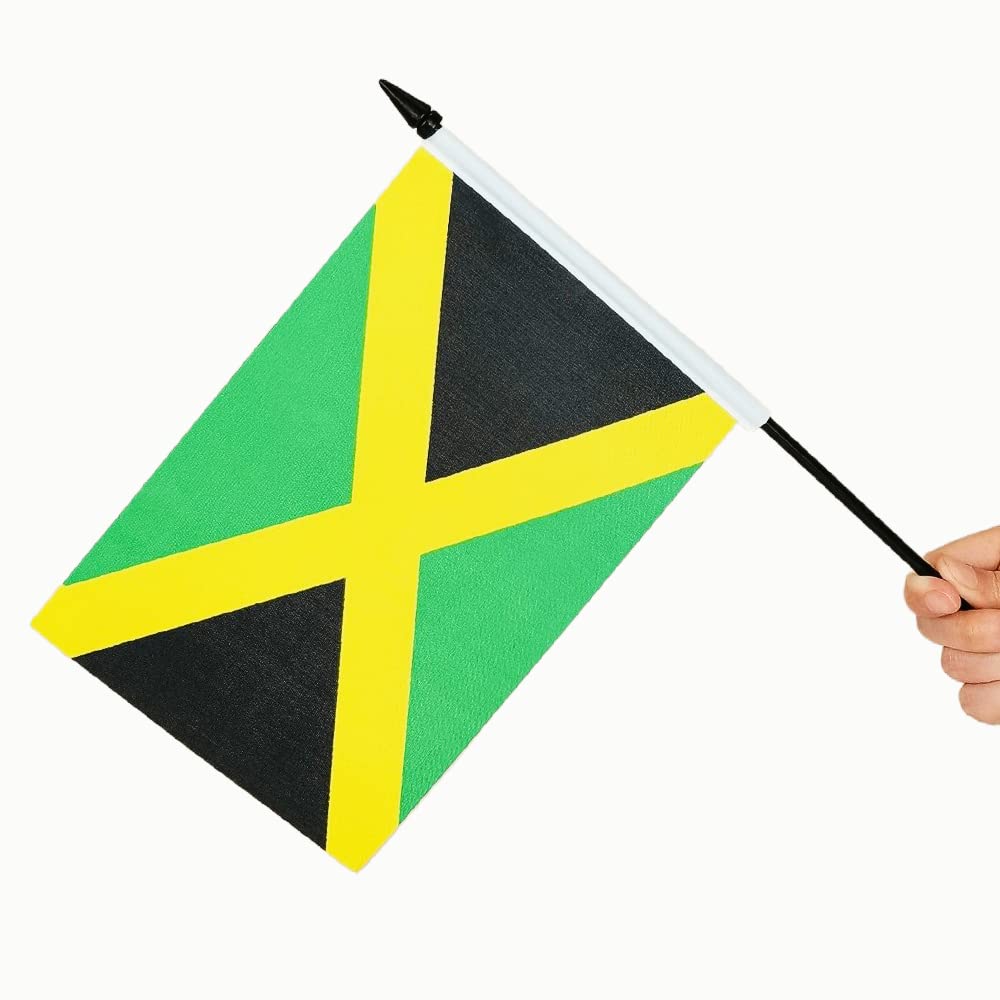 Miniature USA & Jamaica Friendship Table Flags Set - American and Jamaican Desk Flags for Office, Home Decor, Room Display - Perfect for International Events, Cultural Celebrations, and Diplomatic Gifts