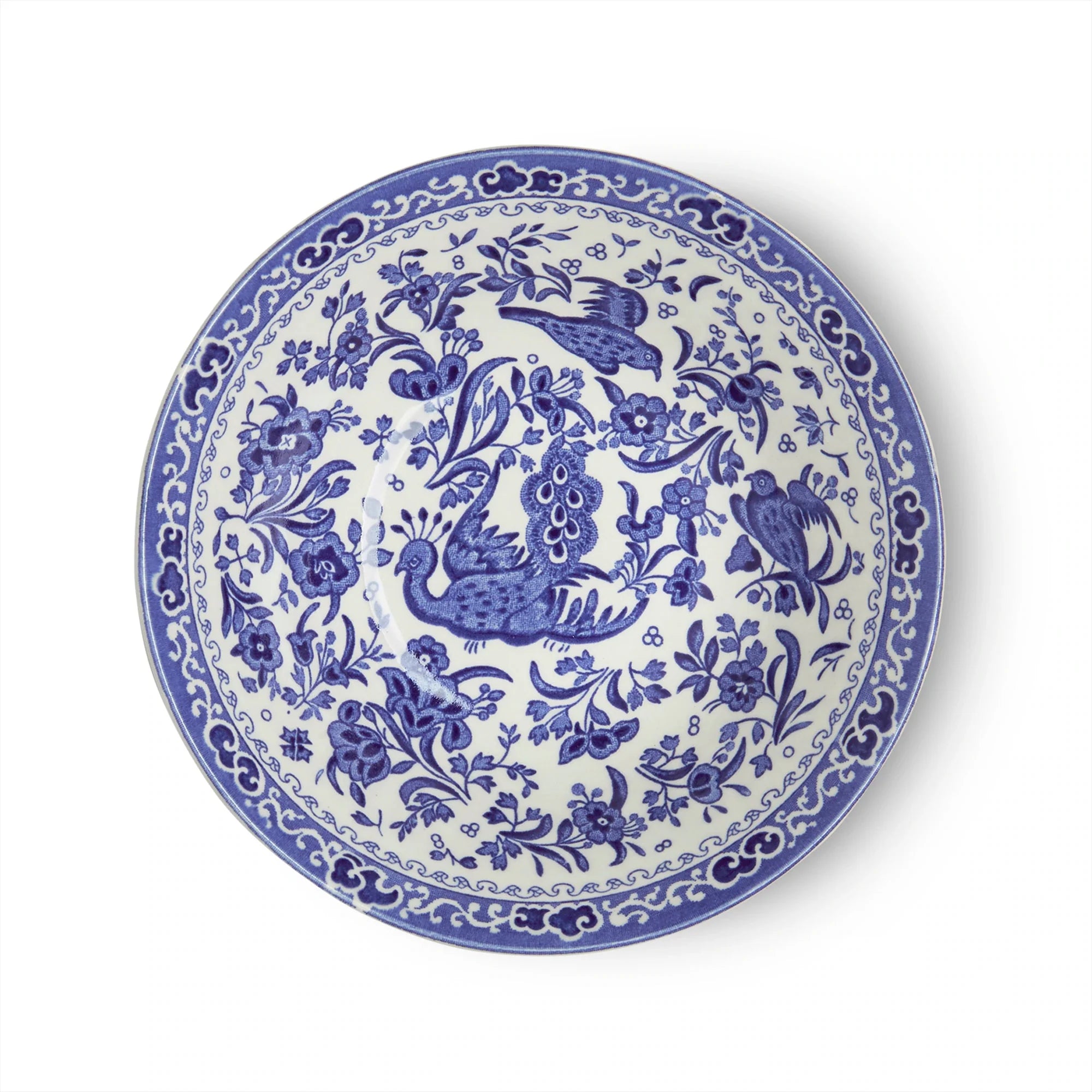 Royal Blue Peacock Design Ceramic Cereal Bowl - Elegant Breakfast & Snack Dish for Home, Office, or Gifts