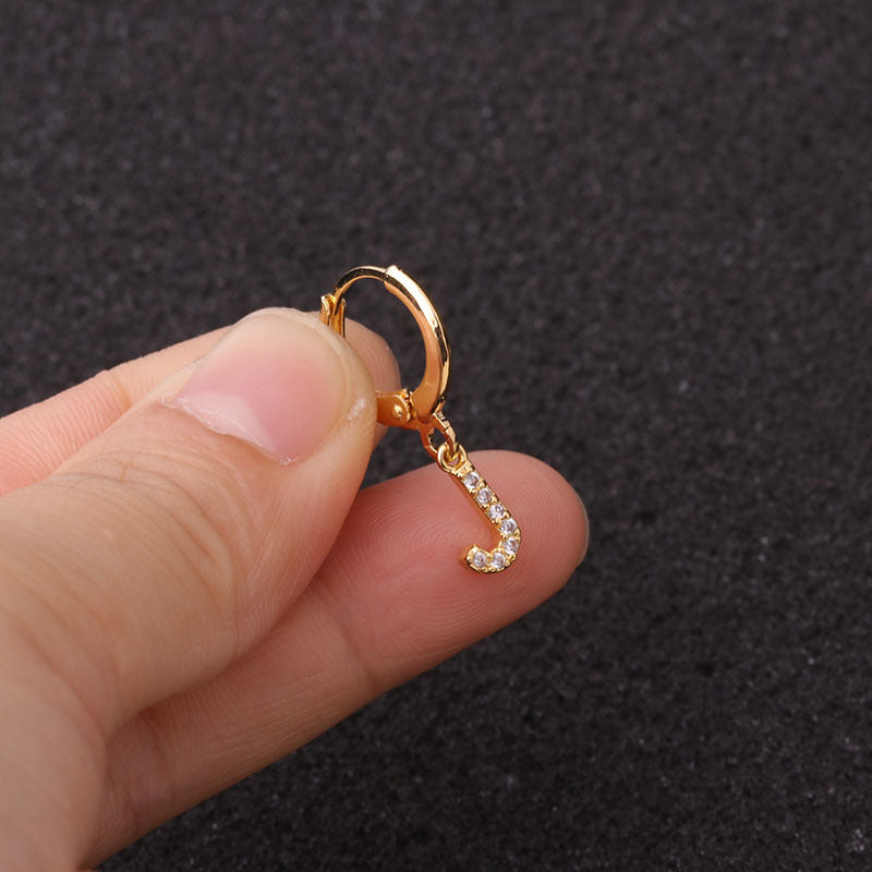 18K Gold Alphabet Initial Dangle Earrings - Small Hoop Letter Earrings for Women | Personalized Name Jewelry Gift | Perfect for Everyday Wear, Date Nights & Special Occasions