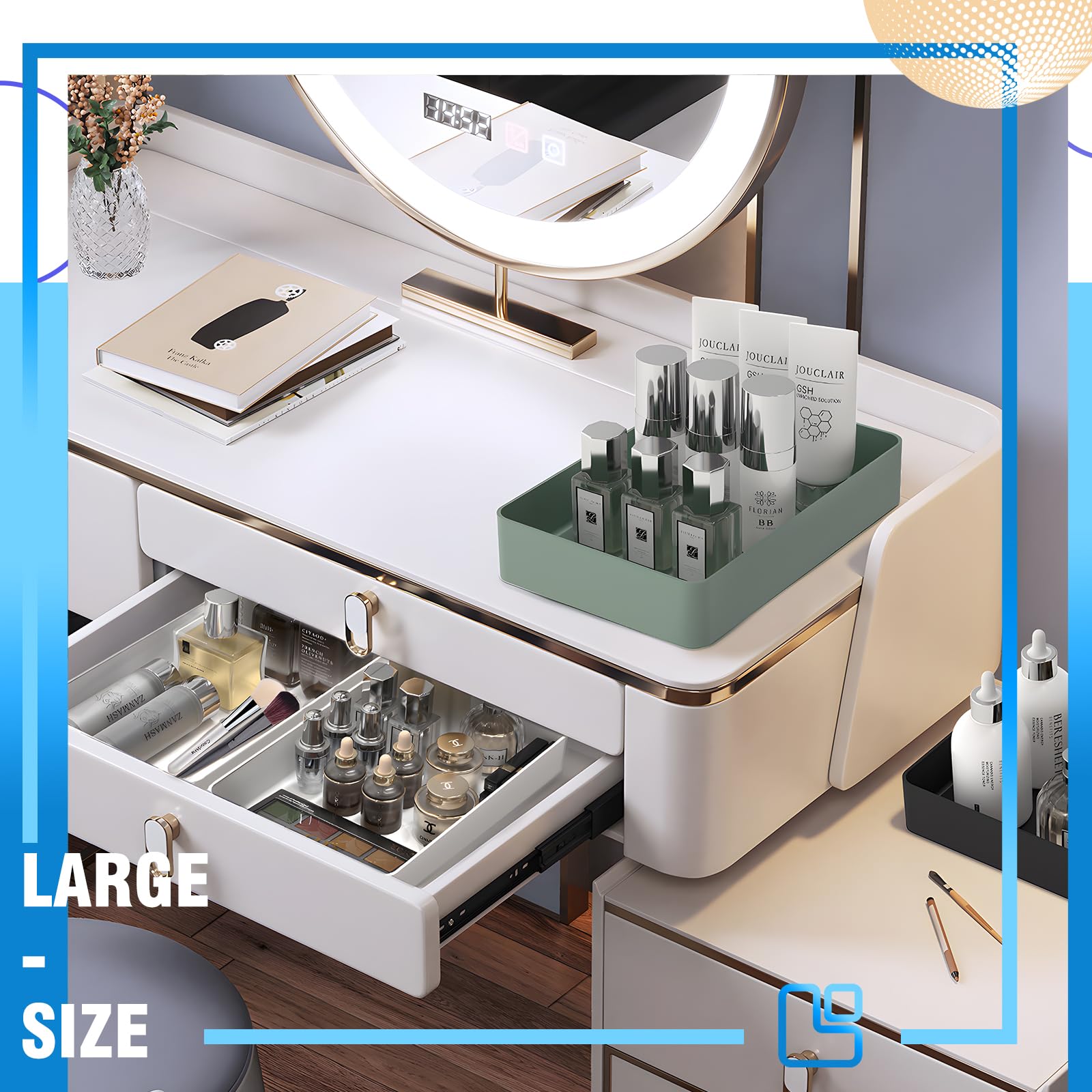 11-Piece Stackable Drawer Organizer Set - Multi-Size Desk & Vanity Storage Bins for Makeup, Stationery, Utensils - Perfect for Bathroom, Dresser, Office & Kitchen Organization