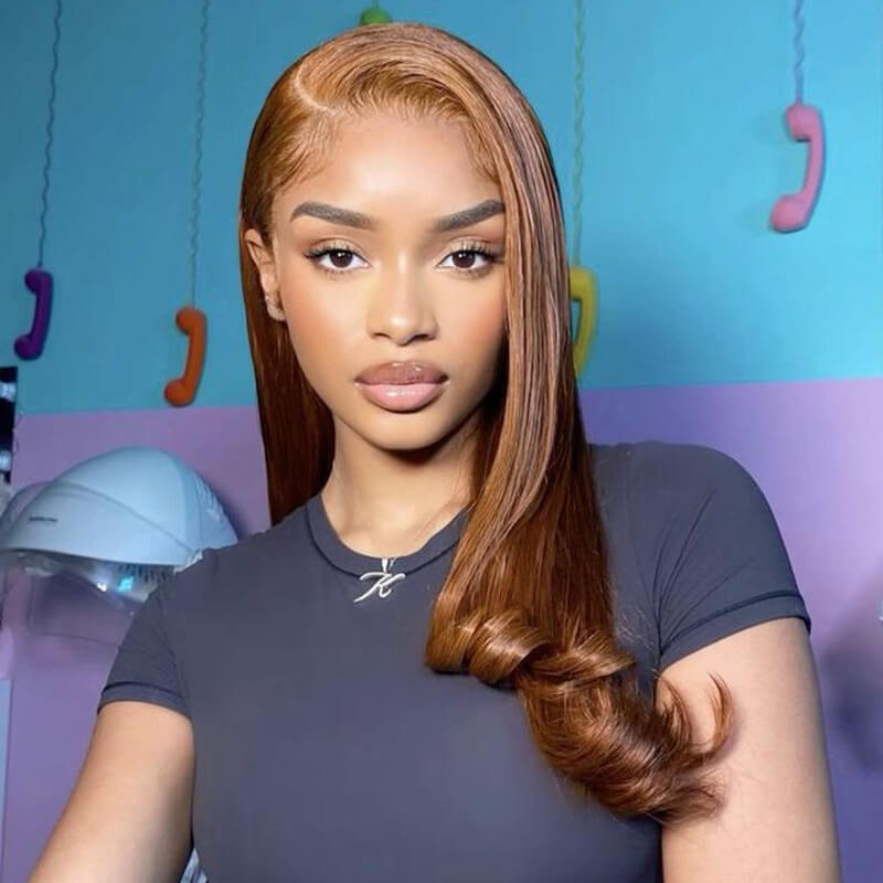 Eullair Pre-Styled Retro Flipped Ends Wig - 13x4 Lace Frontal Human Hair Wigs Medium Length - Perfect for Cosplay, Parties & Daily Fashion Looks