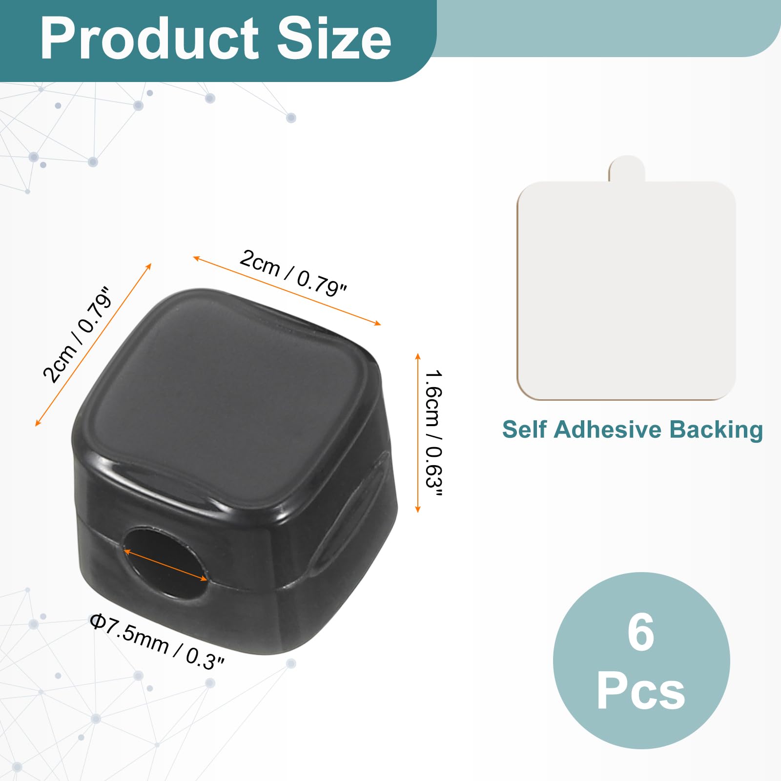 uxcell 6-Pack Magnetic Cable Clips - Adhesive Cord Organizer Holder for Desk, Wall & Nightstand - Black Rectangle Wire Management for Home & Office Use - Perfect for Organizing Phone Chargers, Headphones & USB Cables