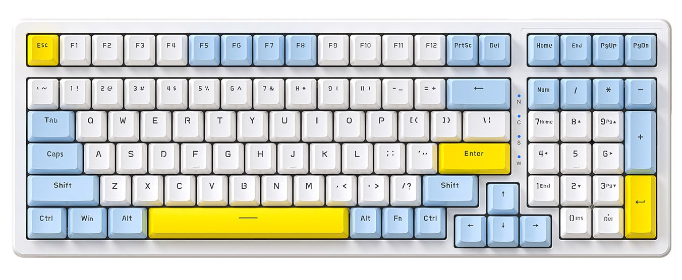 Ajazz Mechanical Gaming Keyboard - Hot Swappable, Compact USB Wired with Numeric Pad, 100 Keys Double-Shot ABS Keycaps, N-Key Rollover RGB Custom Keyboard for PC & Mac (MX Blue) - Perfect for Gaming, Typing & Office Work
