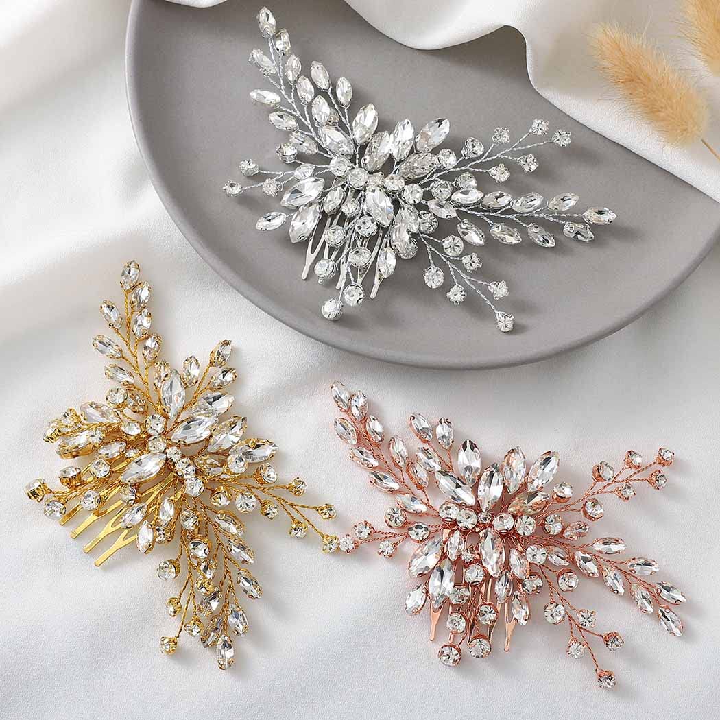 Elegant Silver Crystal Bridal Hair Comb with Rhinestones – Wedding Hair Accessories for Women & Girls – Perfect for Brides, Bridesmaids, and Special Occasions
