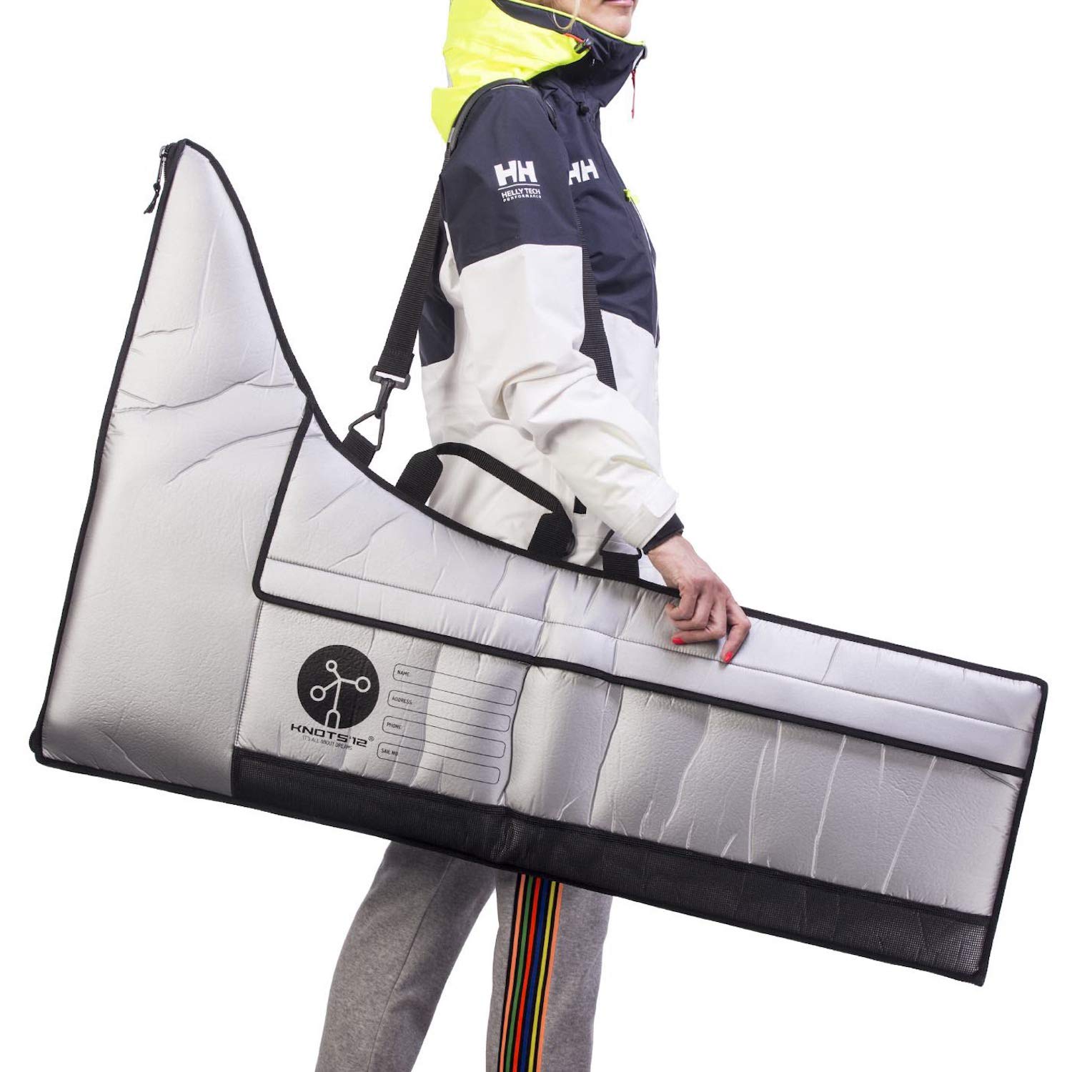 Knots12 Optimist Rudder & Centreboard Bag - Padded Silver Storage Case for Sailing Gear | Perfect for Dinghy Sailboats & Youth Sailing Equipment