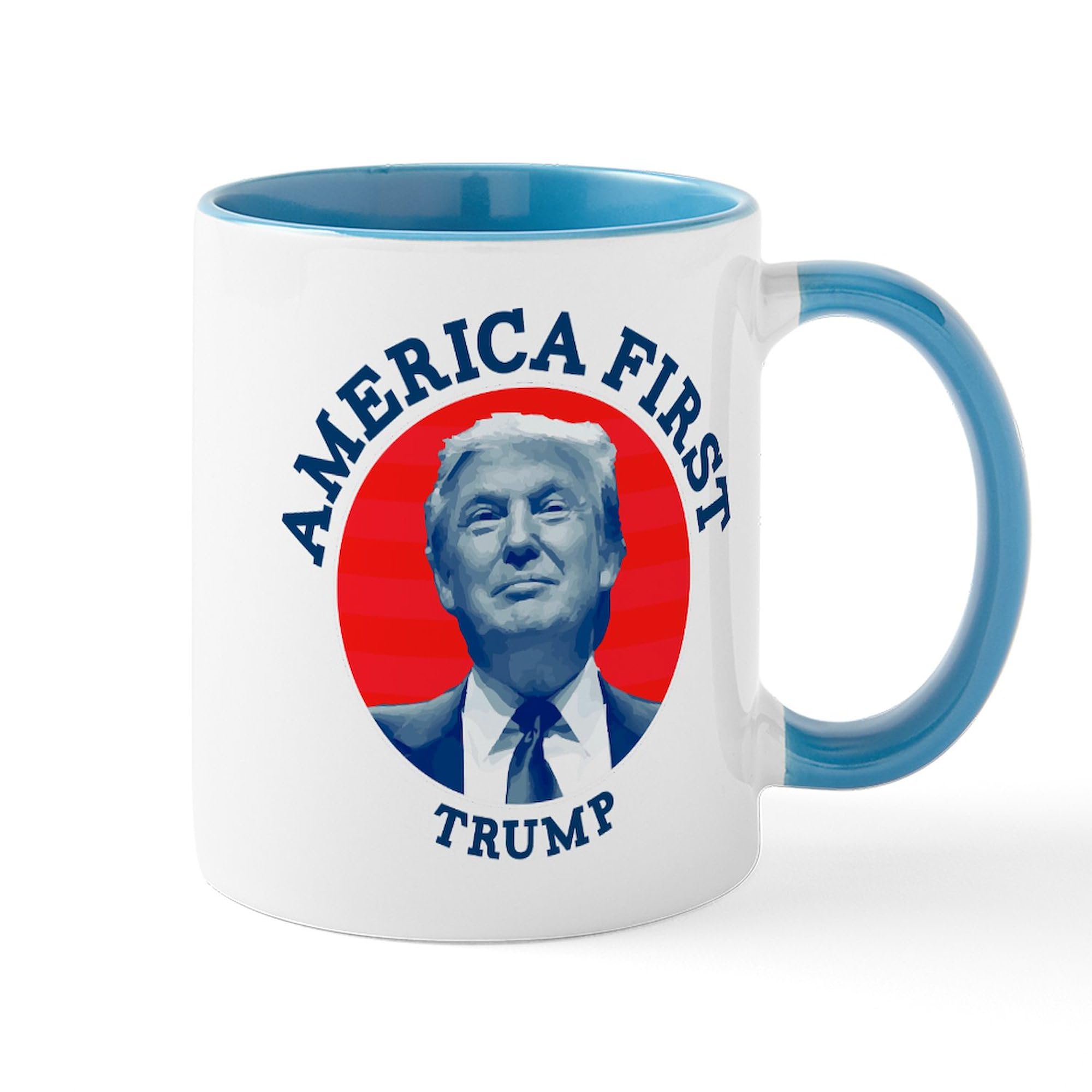 America First Trump 11 oz (325 ml) Ceramic Coffee Mug - Patriotic Gift for Conservatives, Republican Supporters - Perfect for Home, Office & Political Events