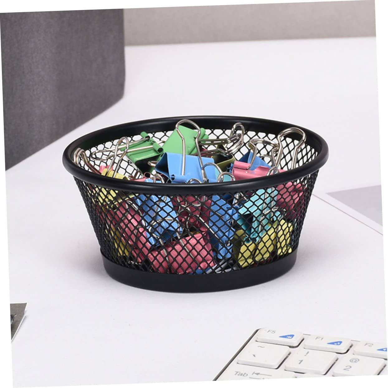 Black Mesh Paper Clip Holder & Organizer - 2 Pack Desk Paperclip Dispenser for Office Supplies, Binder Clips, Stationery | Perfect for Home, Office & School Organization