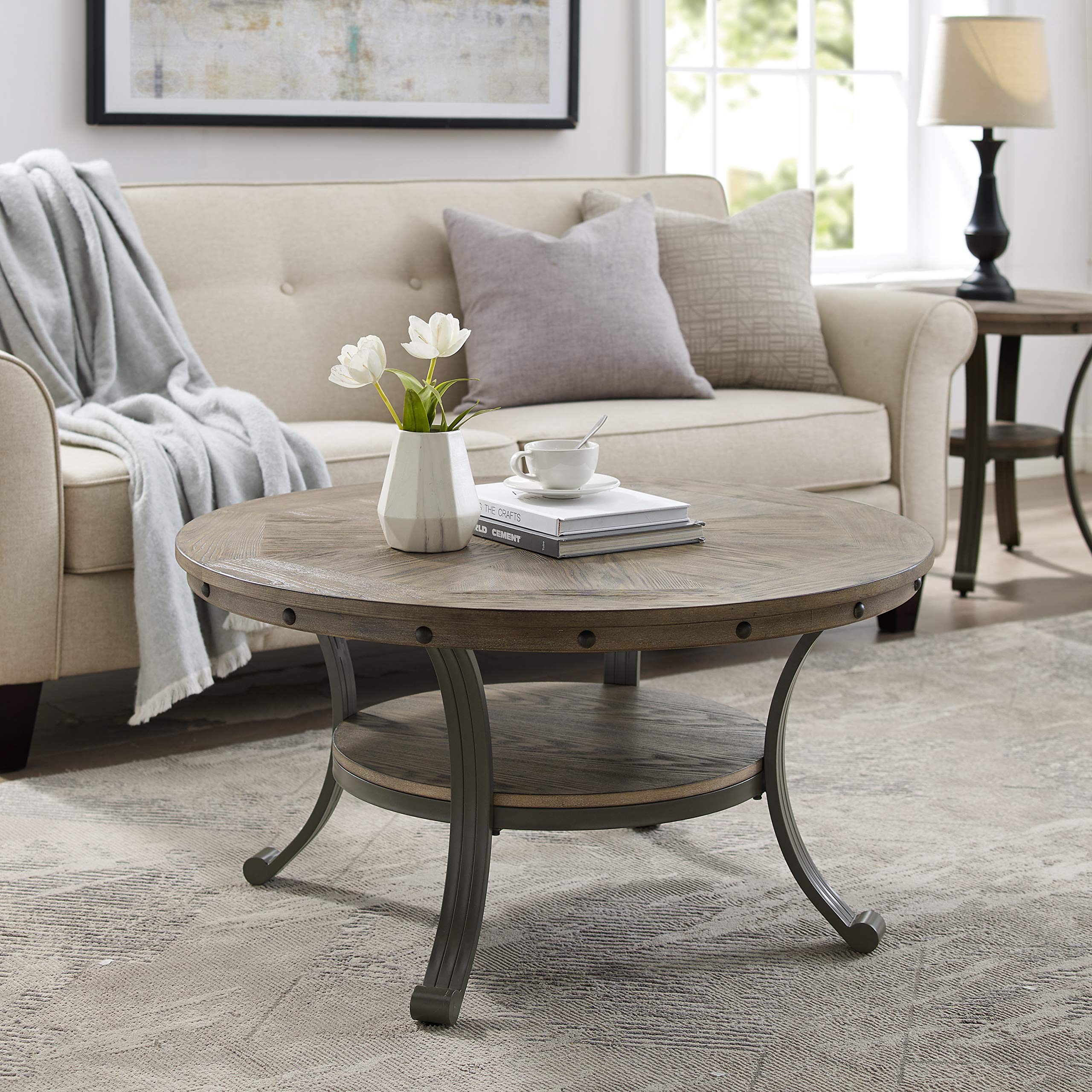 Franklin Cocktail Table Pewter - Elegant Round End Table for Living Room, Bar, or Lounge - Perfect for Cocktails, Decor, and Small Spaces
