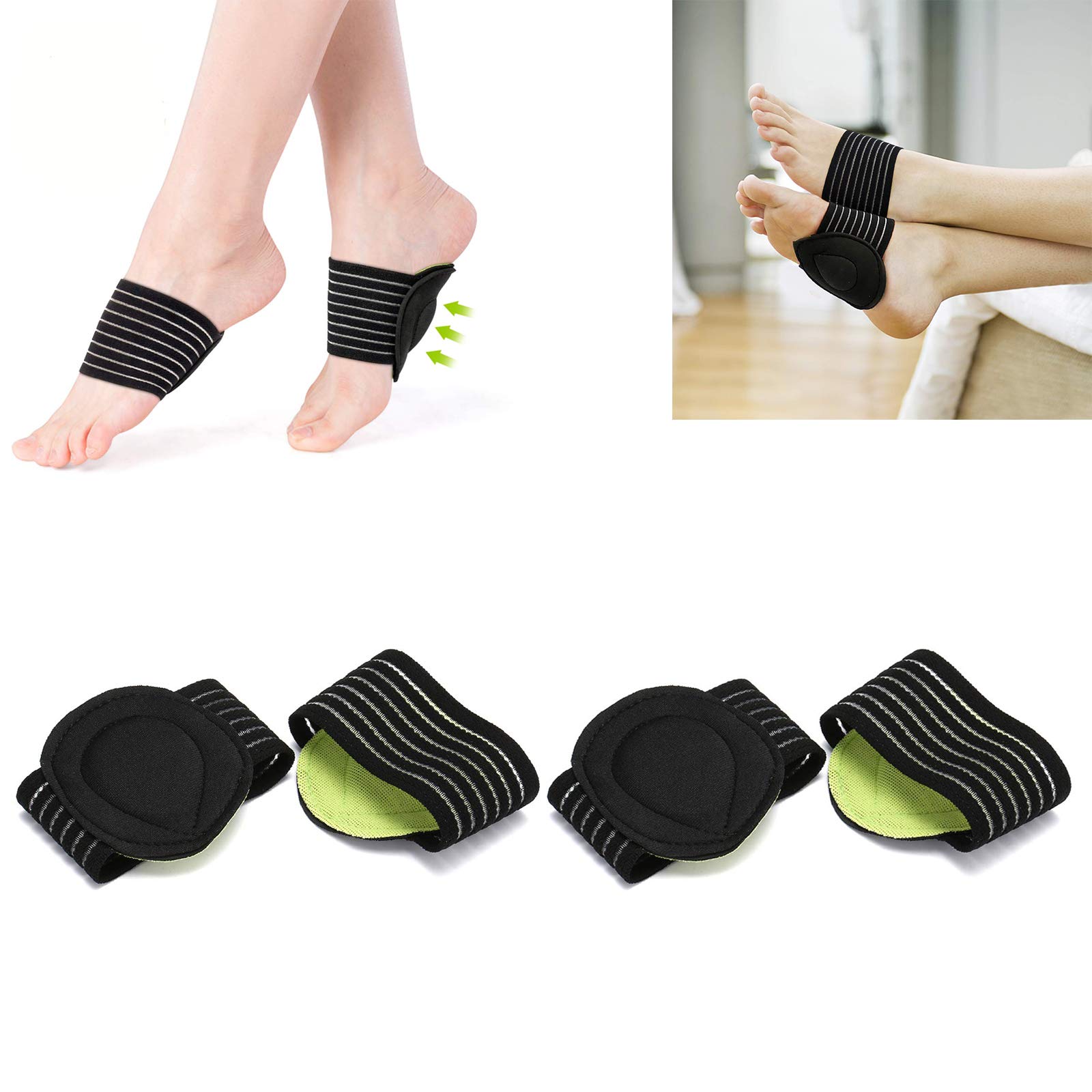 Professional Arch Support Insoles for Men & Women - Cushioned Compression Foot Pads for Heel Spurs, Plantar Fasciitis & Flat Feet Pain Relief - 2 Pairs (Ideal for Running, Walking & Standing All Day)
