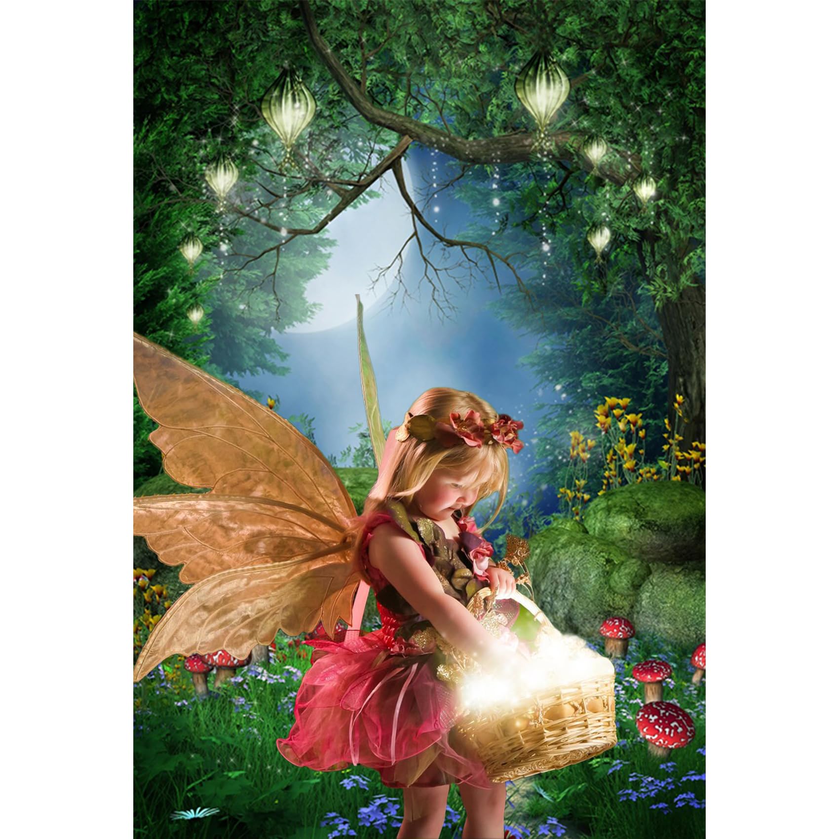 Baocicco 8x10ft Fairy Tale Forest Photography Backdrop - Cartoon Dreamlike Spring Garden Background with Flowers & Trees for Baby Girl Portraits, Birthday Parties & Photo Studio Props