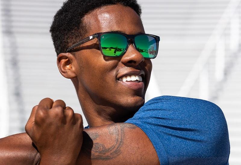 Fast Lanes Sport Sunglasses - Clear Grey & Green Moonshine Lens - UV Protection for Running, Cycling & Outdoor Activities