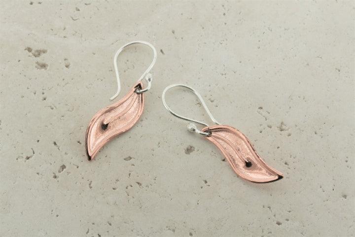 Elegant Handmade Curved Copper Leaf Earrings for Women - Boho Chic Jewelry for Everyday Wear & Special Occasions