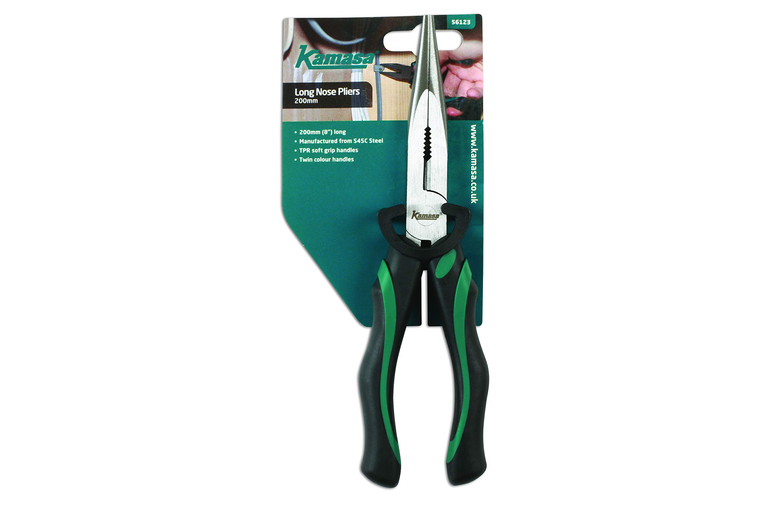 Kamasa Tools 56123 8-Inch Long Nose Pliers - Precision Needle Nose Pliers for Electronics, Jewelry Making & DIY Crafts (200mm)