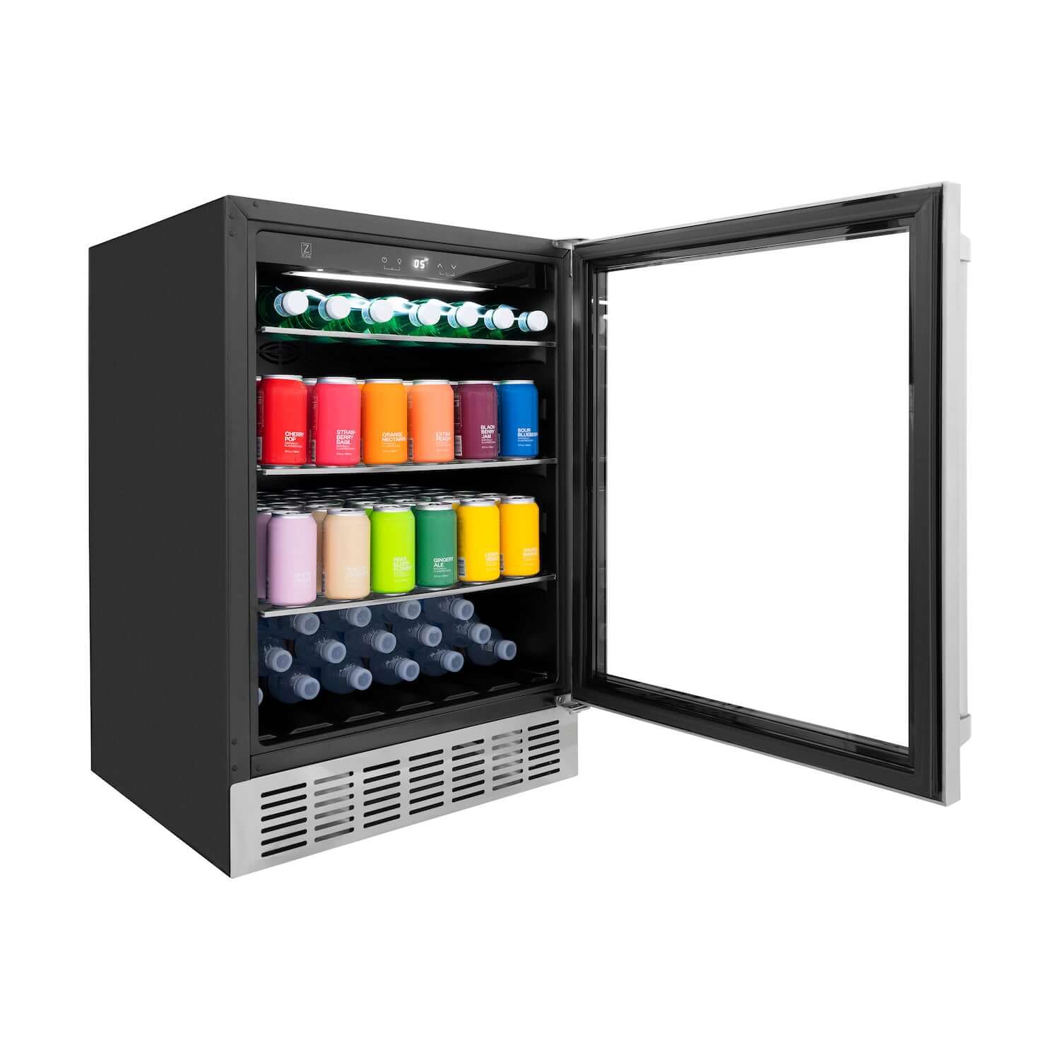 ZLINE 24 Inch Stainless Steel Beverage Cooler - 154 Can Capacity Built-In Refrigerator for Beer, Wine & Soda - Perfect for Home Bar, Kitchen, Office or Man Cave (Model RBV US 24)