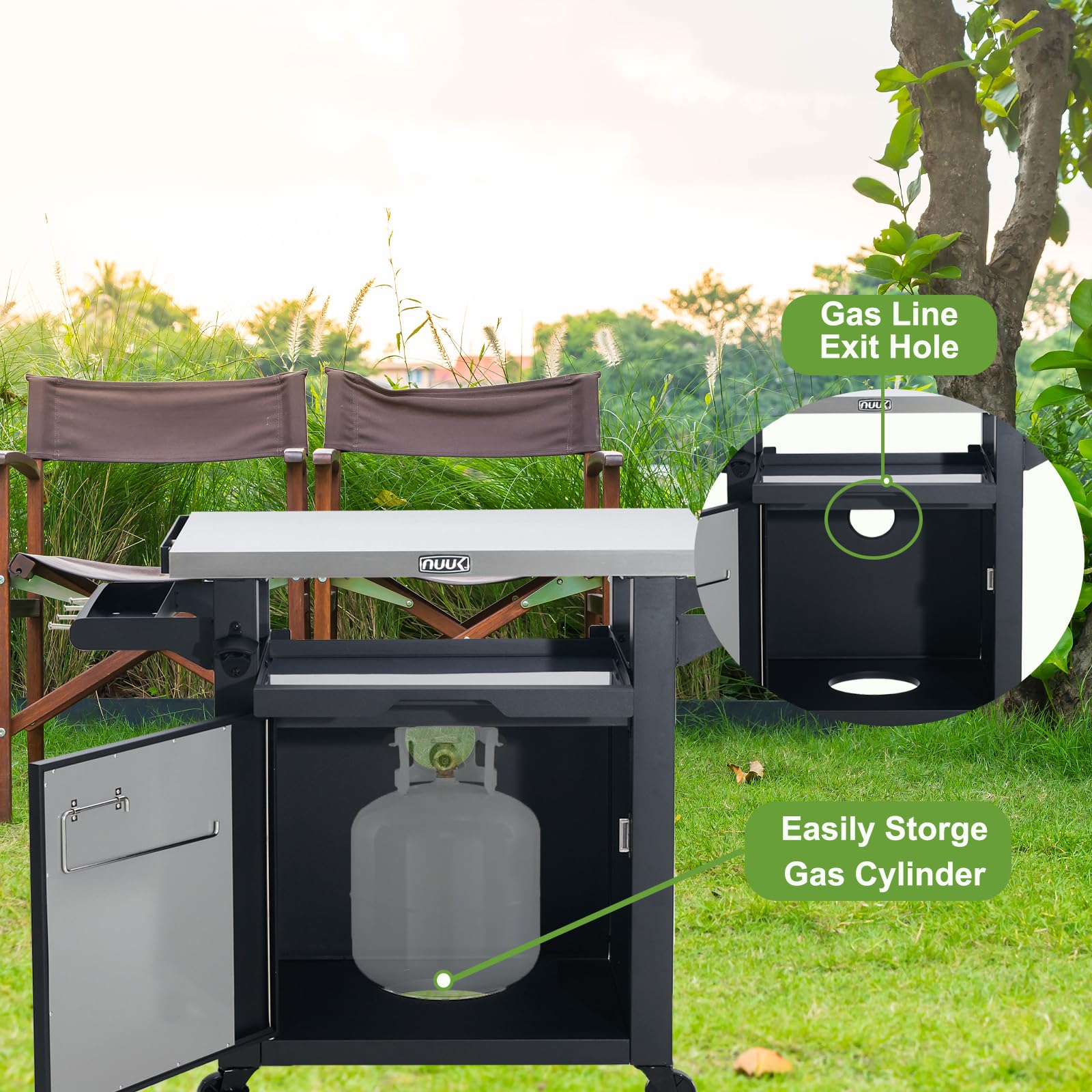 NUUK Deluxe Outdoor Grill Cart with Wheels - 20