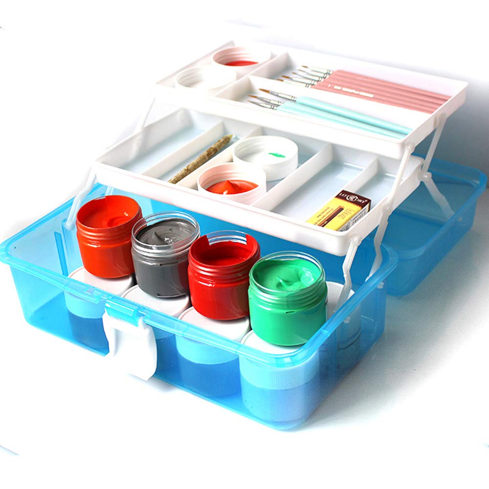 3-Tier Plastic Craft Caddy Box with Cantilever Design - Organizer for Pencils, Paints, Pastels & Art Supplies | Perfect for Artists, Students & DIY Craft Storage