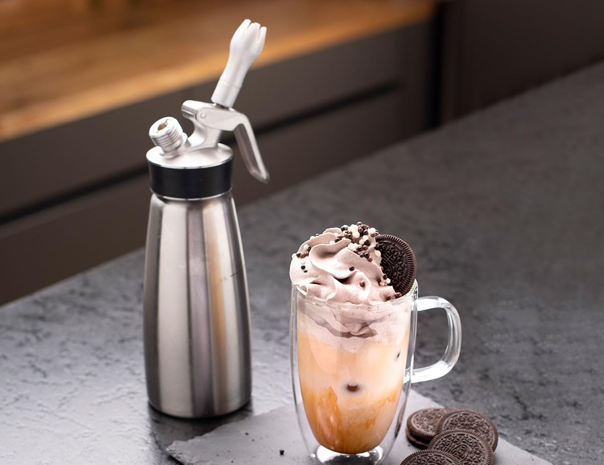 iSi Cream Profi Whip 1 Pint Stainless Steel Whipped Cream Dispenser - Professional 4-5x Volume Expansion, Dishwasher Safe, Perfect for Coffee, Desserts & Cold Food Preparation - Essential Kitchen Tool for Baristas, Bakers & Home Chefs
