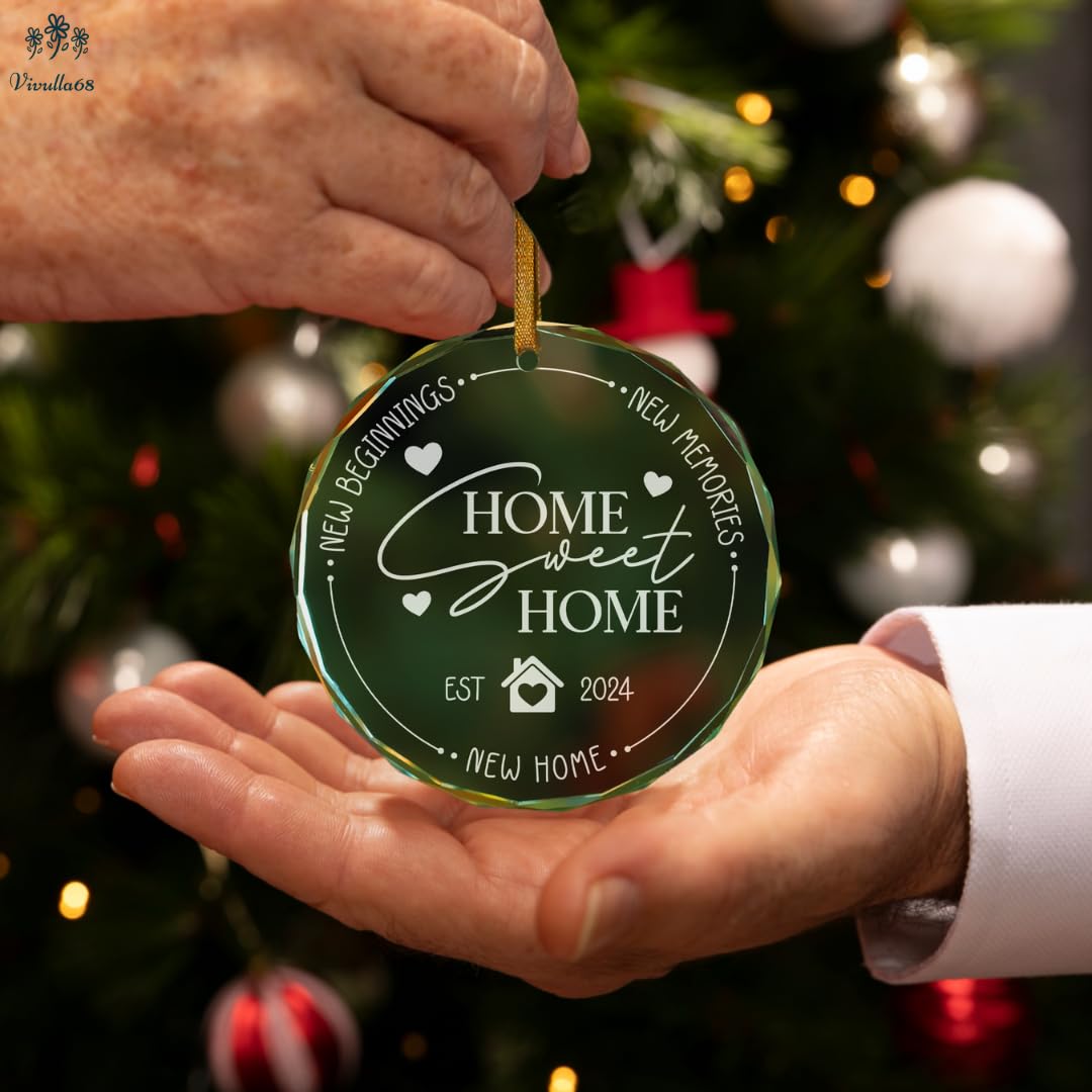 2024 New Home Ornament - Unique Housewarming Gifts for Women & Couples | Christmas Home Decor | First Home Present | Home Sweet Home Glass Decoration | Perfect for Christmas Tree & Housewarming Parties