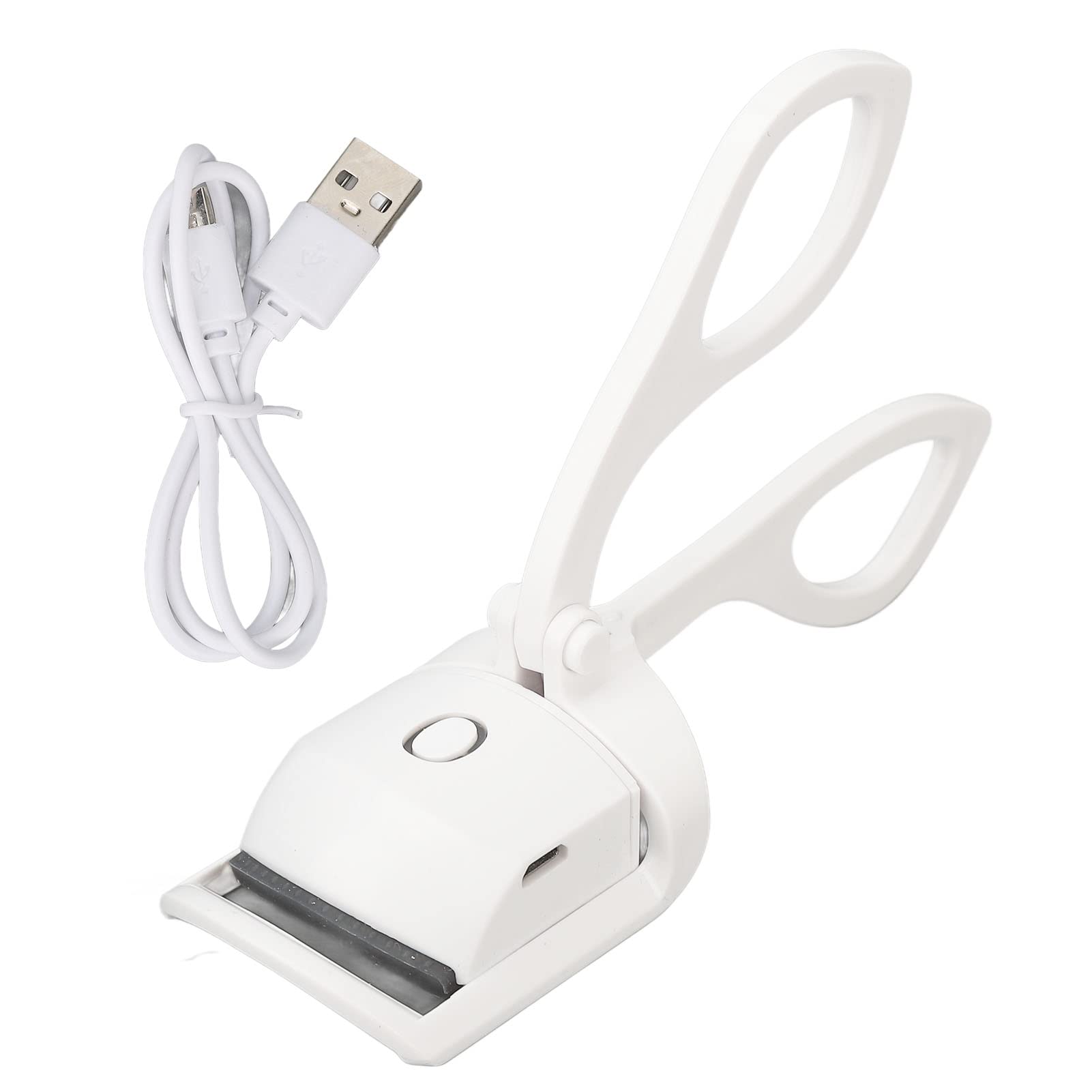 Rechargeable Heated Eyelash Curler with USB-C - 2 Temperature Settings for Perfect Lashes | Portable Electric Lash Curler for Home & Travel (White) | Great for Daily Makeup & Special Occasions