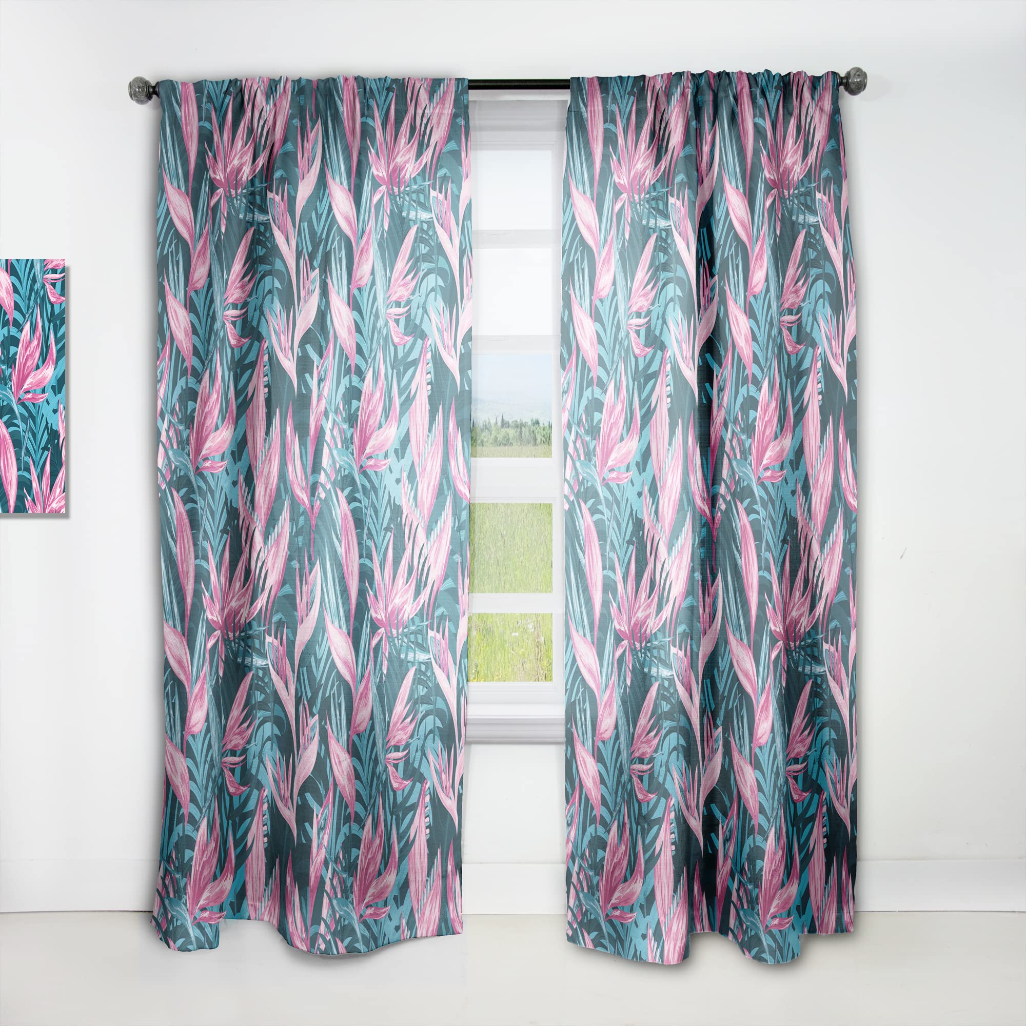 DesignQ Hand-Painted Tropical Flowers Blackout Curtains - Thermal Insulated Single Panel (52x84 inches) for Bedroom & Living Room - Perfect for Sun Protection, Privacy & Home Decor