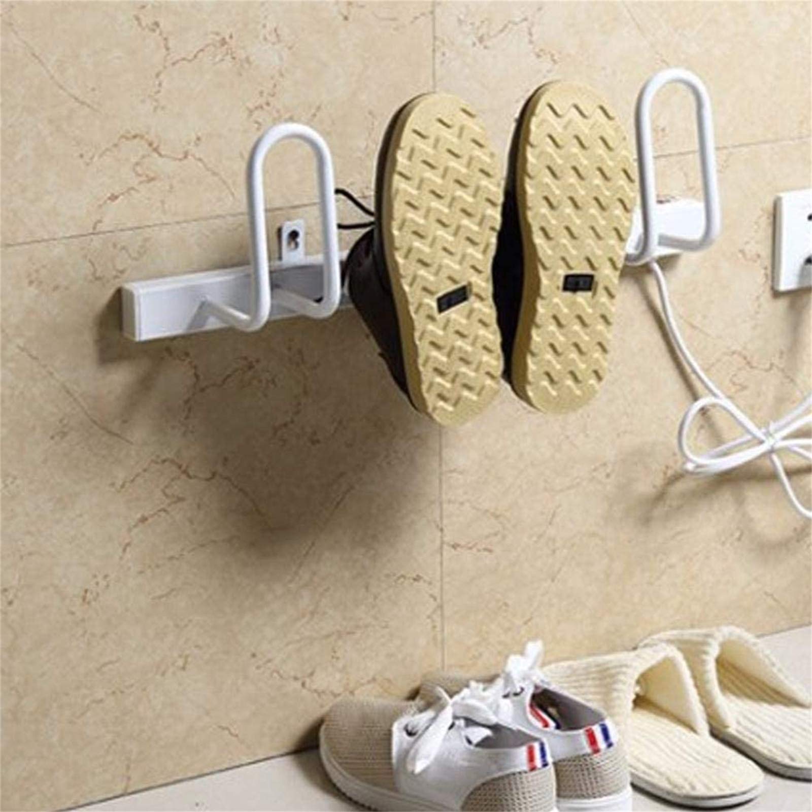 Wall-Mounted Electric Shoe Dryer & Boot Warmer - 2 Pair Capacity, Intelligent Thermostat Control, Fast Drying Shoe Rack for Home & Gym - Perfect for Wet Shoes, Boots, and Sports Gear After Rain or Workout
