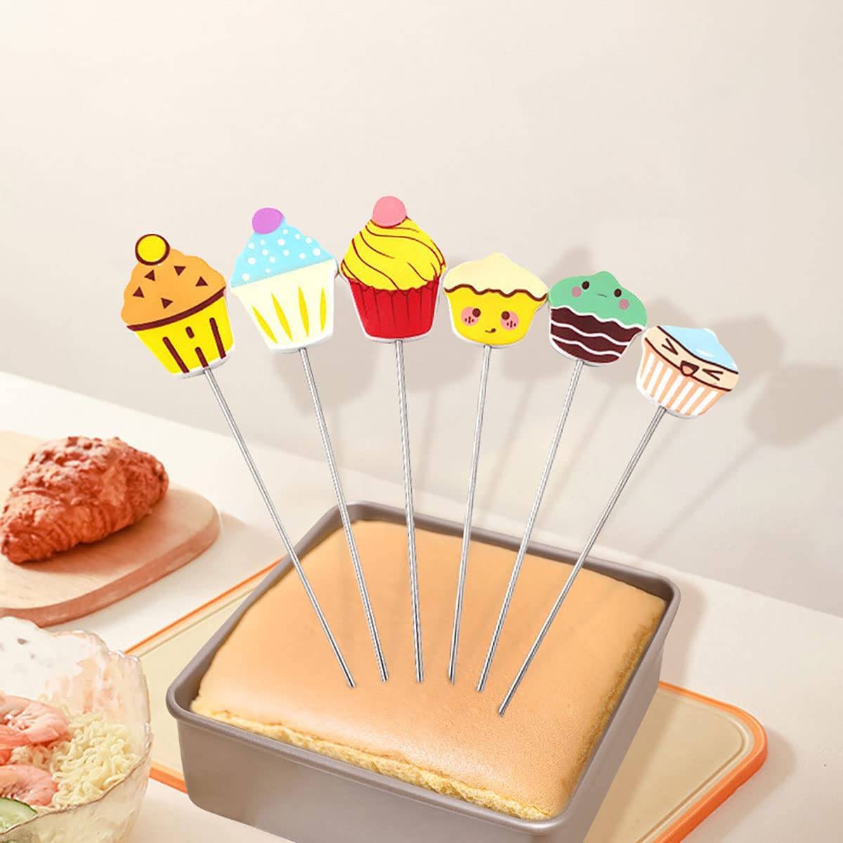 6 Pack Stainless Steel Cake Testers - 5.4 Inch Reusable Baking Tools for Perfect Cakes, Cupcakes & Desserts | Essential Cake Supplies for Home Bakers & Professional Chefs