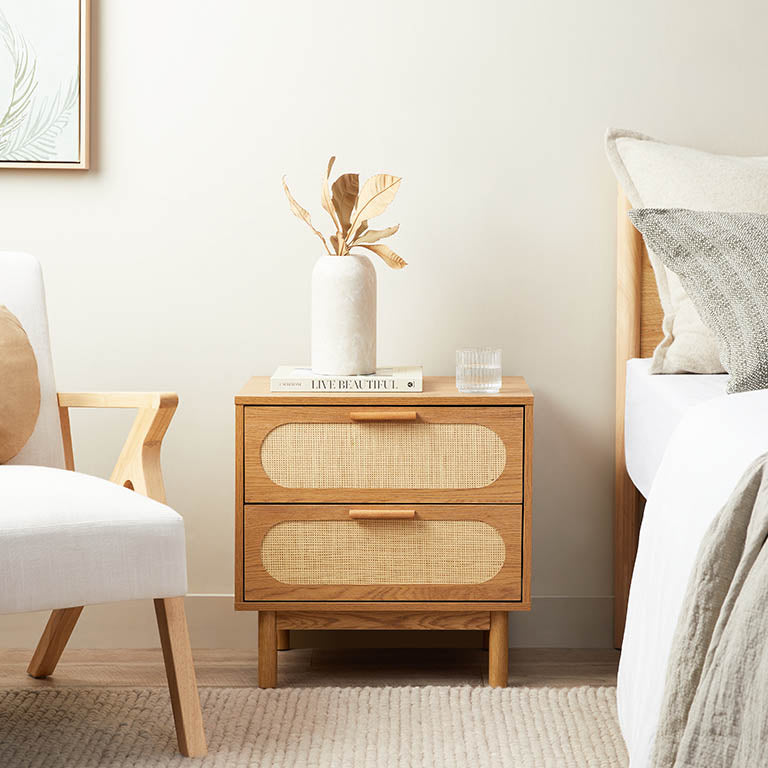 Modern Canyon 2-Drawer Nightstand with Storage - Wooden Bedside Table for Bedroom, Living Room & Office - Compact & Stylish Furniture for Small Spaces