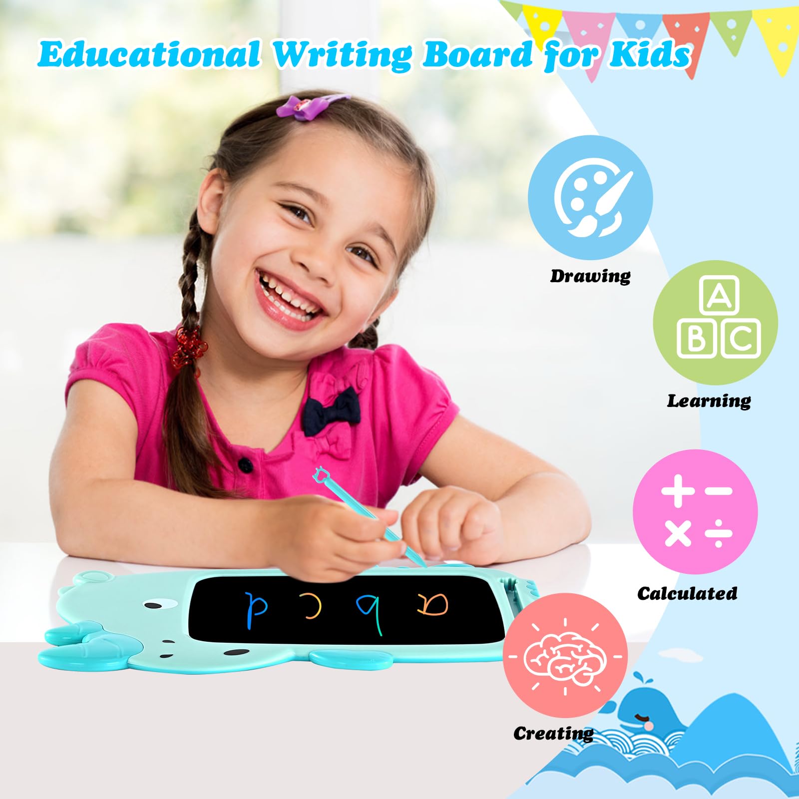10 Inch LCD Writing Tablet for Kids - Doodle Drawing Pad with Rhinoceros & Dinosaur Design | Educational Toy for Boys & Girls Ages 3-8 | Perfect Birthday, Christmas, Easter & Thanksgiving Gift | Portable Drawing Board for Home, School & Travel Activities