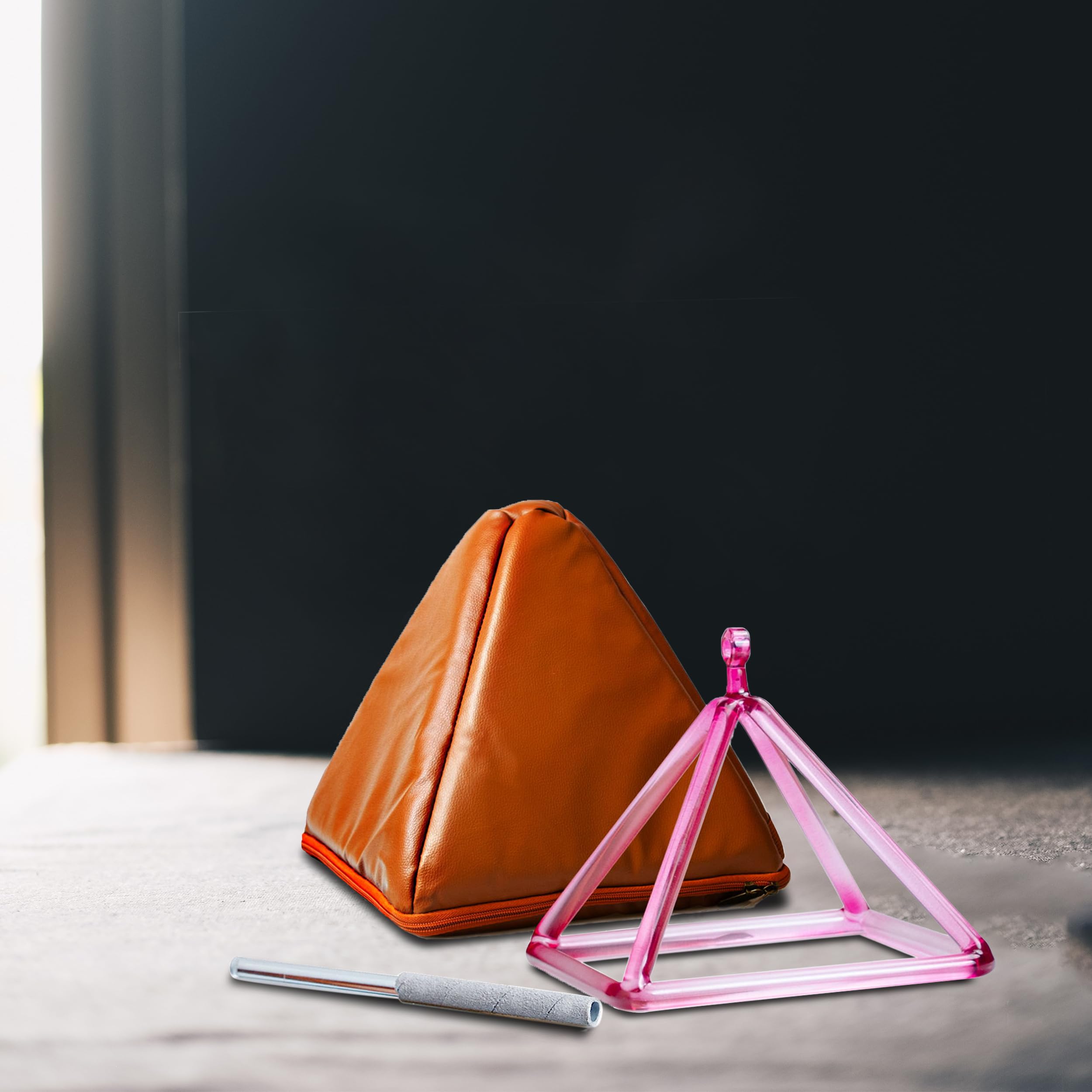 TOPFUND 6-Inch Purple Crystal Singing Pyramid Set with Leather Carrying Case & Quartz Suede Mallet - Meditation, Sound Healing & Yoga Accessories for Spiritual Practice