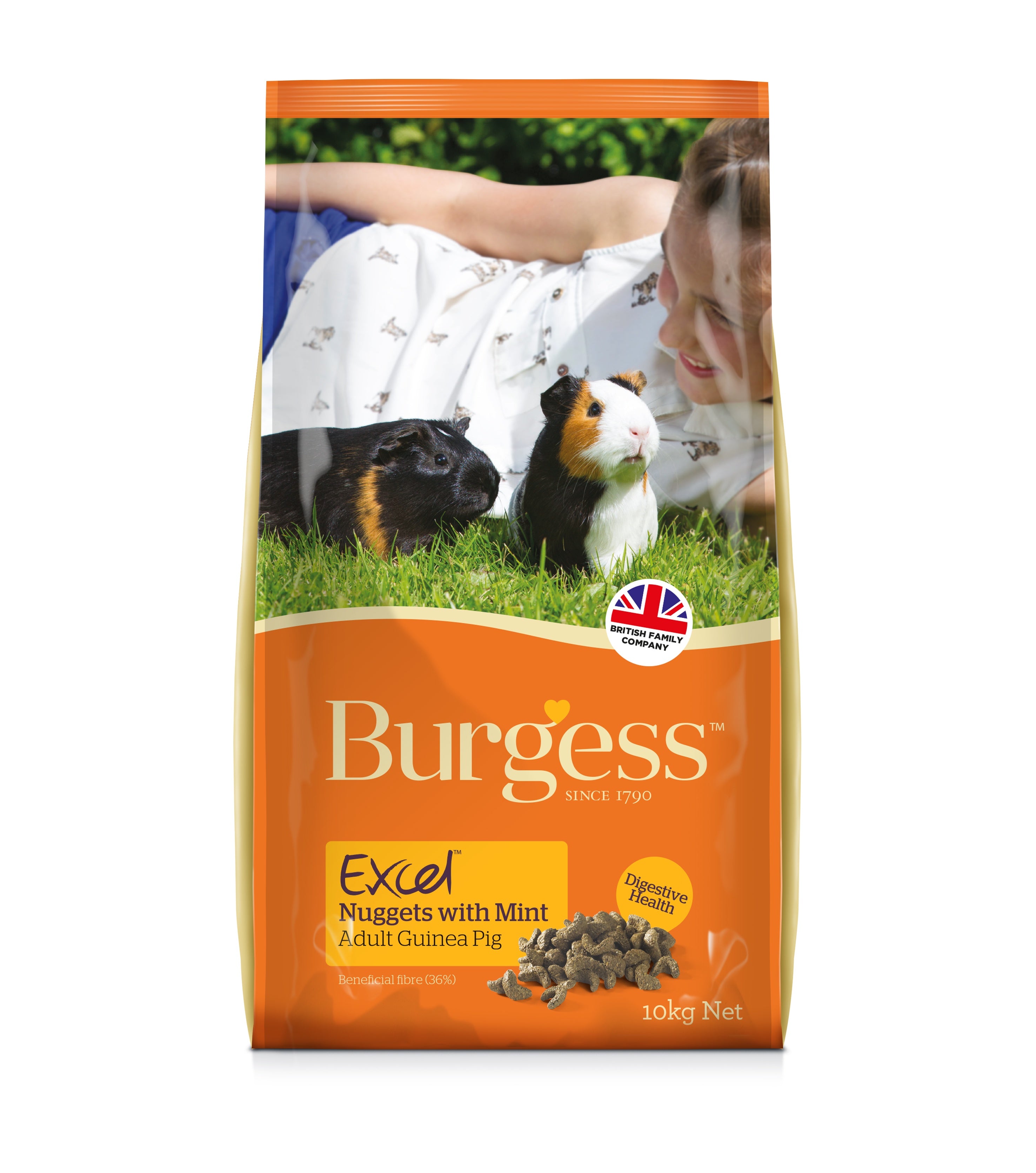 Burgess Excel Adult Guinea Pig Food Nuggets with Mint – 10KG Bag | High Fiber, Vitamin C Enriched | Perfect for Daily Feeding & Digestive Health