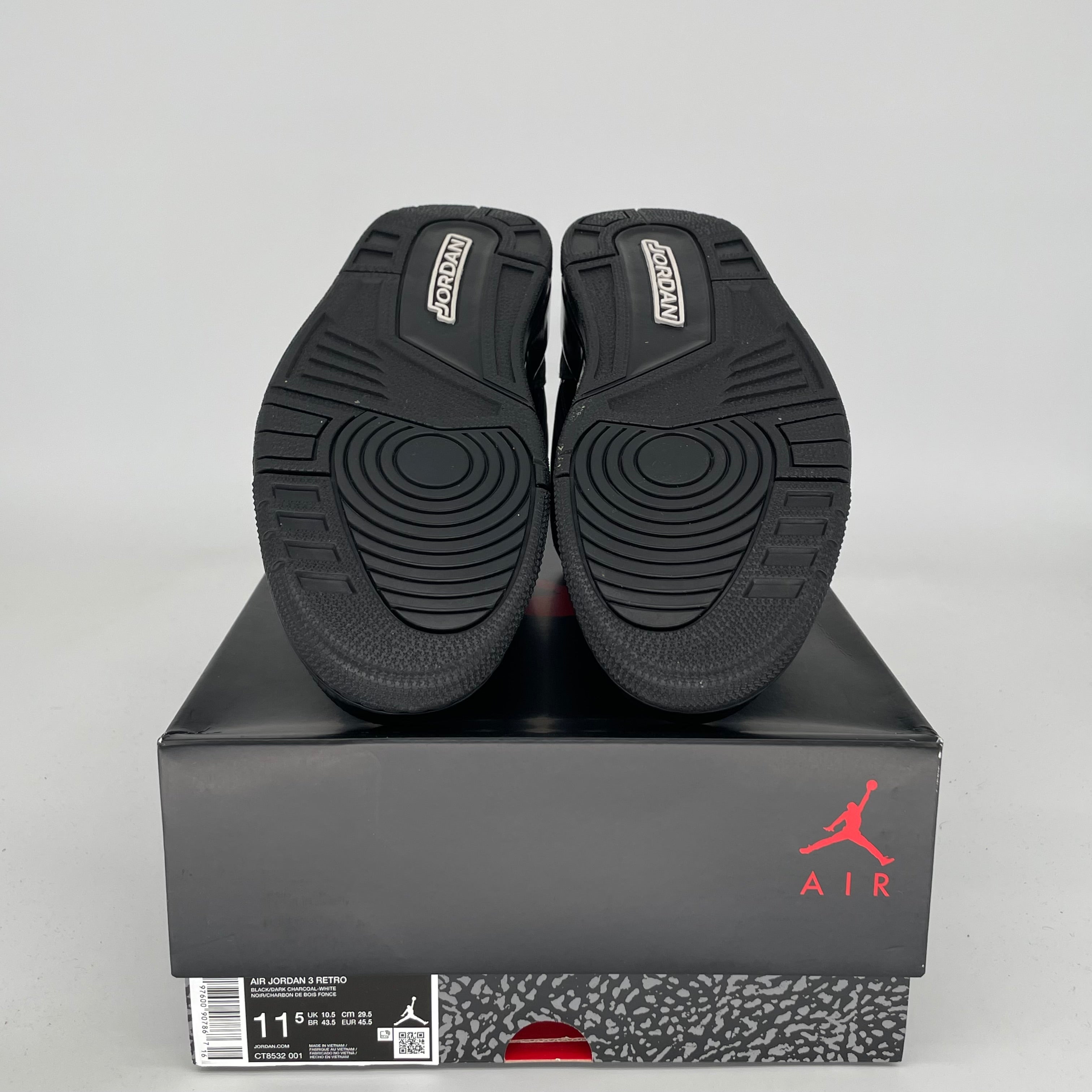 AIR JORDAN 3 BLACK CAT Men's Basketball Shoes Size 11.5 CT8532 001 - Retro Sneakers for Streetwear & Casual Outfits
