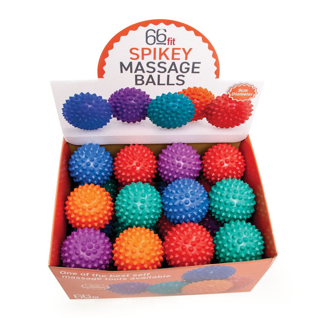 66Fit Spikey Massage Balls 9cm (3.5 Inch) - Pack of 24 - Deep Tissue Muscle Therapy, Trigger Point Relief, Myofascial Release - Perfect for Athletes, Yoga, Physical Therapy & Recovery