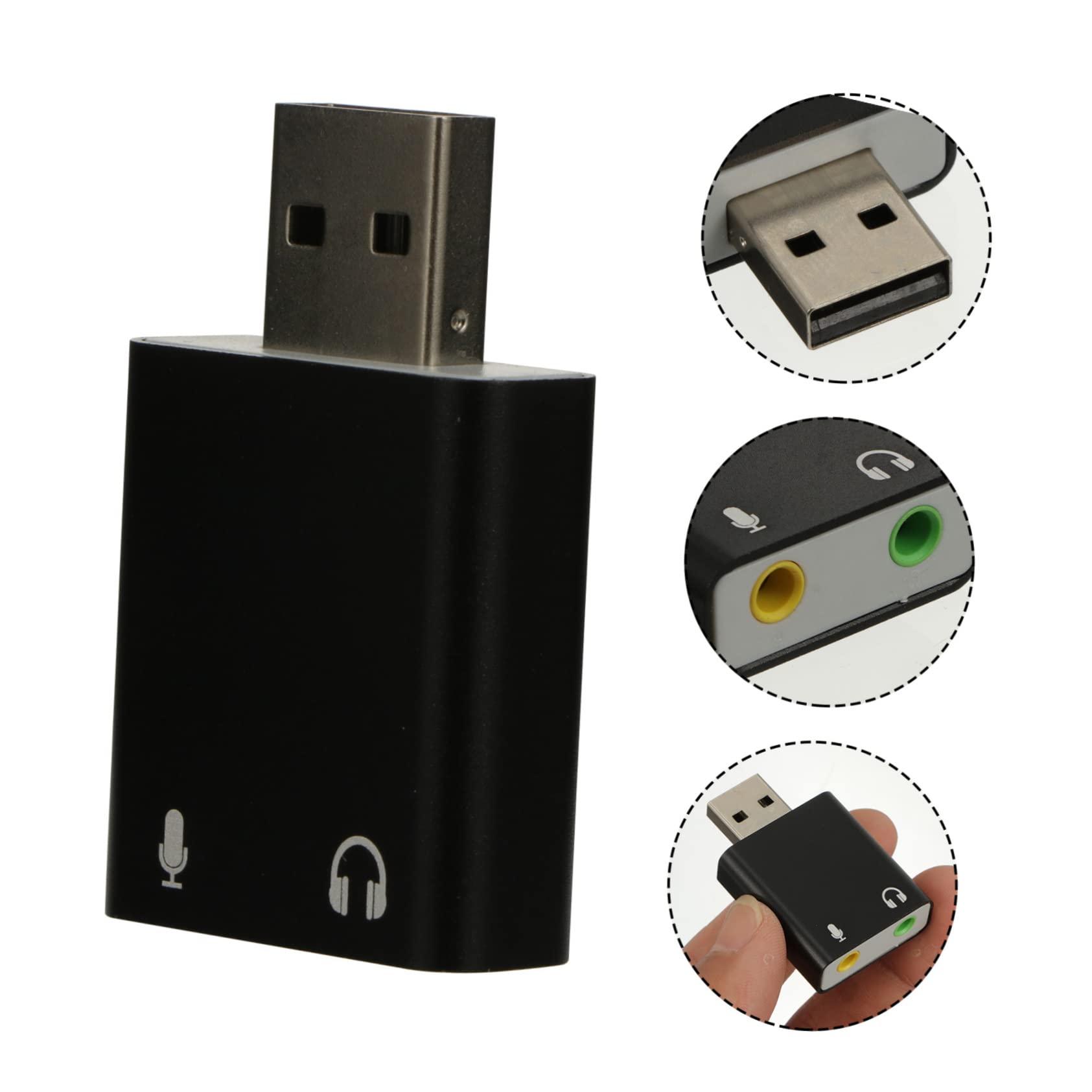 Uonlytech USB External Sound Card Adapter - Mini Stereo Sound for Laptop & Headphones - Portable Aluminum Alloy Design for Gaming & Calls