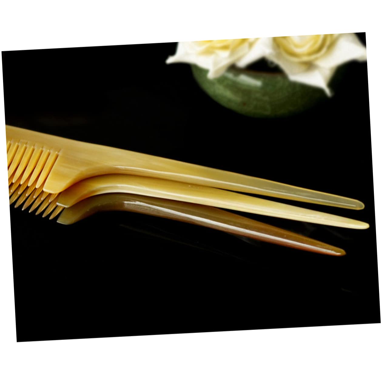 Premium Horn Hair Comb for Cutting & Styling - Pointed Tail Comb with Gentle Scalp Massage - Professional Hairdressing Tool for Salon, Home Use & DIY Haircuts
