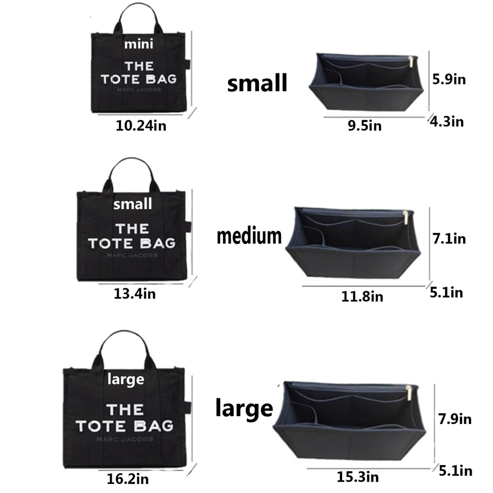 Marc Jacobs Tote Bag Organizer Insert - Large Size (2042 Beige) | Perfect for Work, Travel & Everyday Use | Fits Marc Jacobs Large Tote Bags