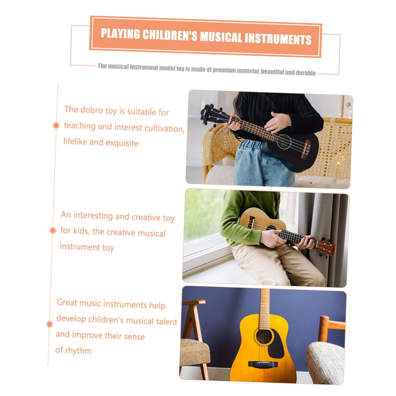 Abaodam 3-Piece Mini Guitar Toy Set for Kids - Realistic Simulation Ukulele, Bass & Guitar Models - Fun Musical Instruments for Pretend Play & Early Learning - Perfect for Birthday Gifts & Music Exploration