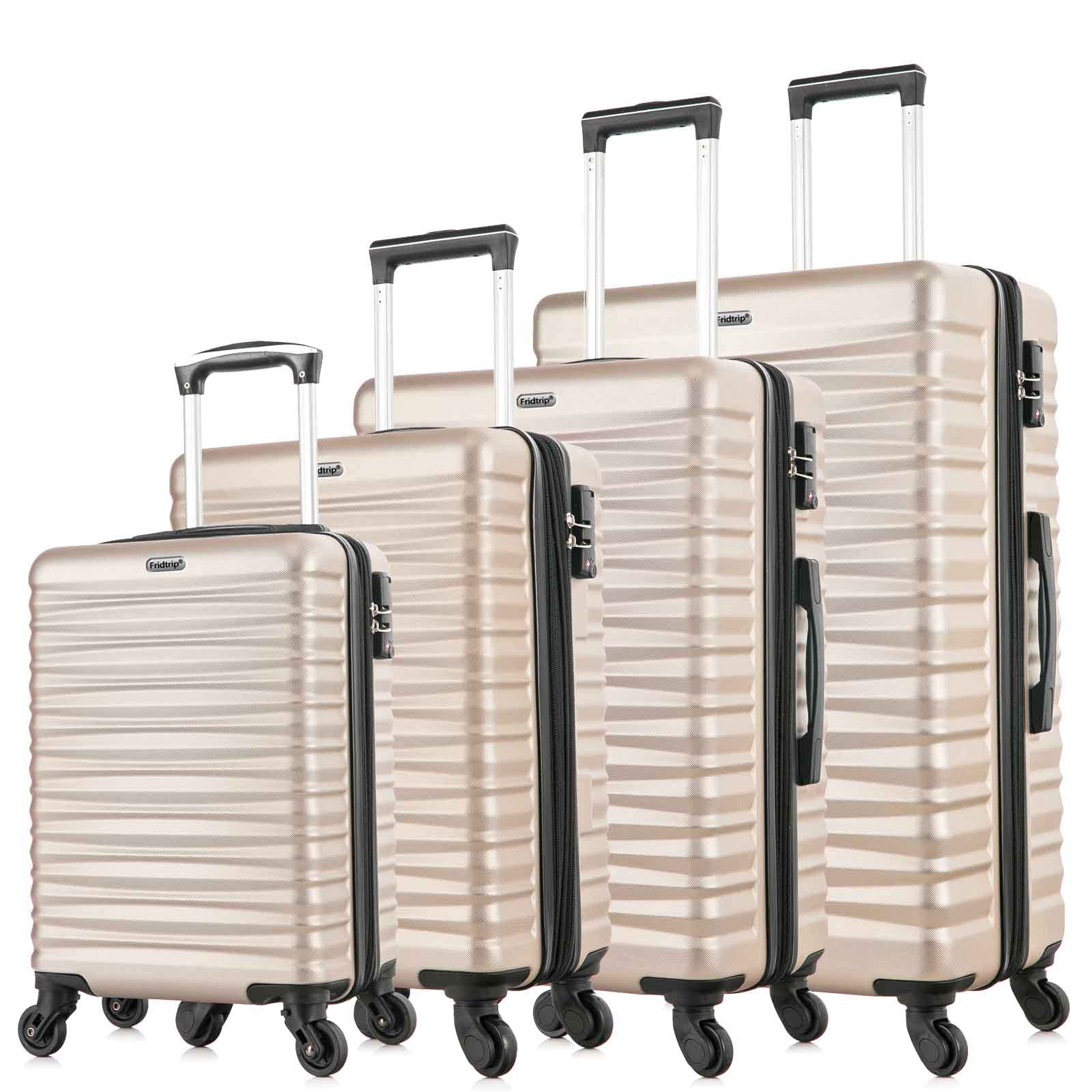Apelila 4-Piece Hardshell ABS Luggage Set with TSA Lock & Spinner Wheels - Champagne Gold Travel Suitcases for Family Vacations & Business Trips